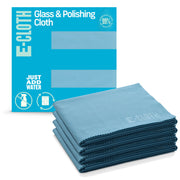 E-Cloth 4-Pack Glass & Polishing Cloth, Sustainable Microfiber Cleaning Cloth Set, Perfect Cleaner for Glass, Windows and Mirrors, Washable and Reusable, 100 Wash Promise, Alaskan Blue