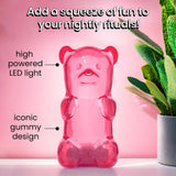 Gummygoods Squeezable Gummy Bear Night Light - Rechargeable, Portable, Squishy Lamp, 60-Min Sleep Timer - Christmas Gift for Kids & Adults, Baby Nursery, and Dorm Rooms - (Pink)