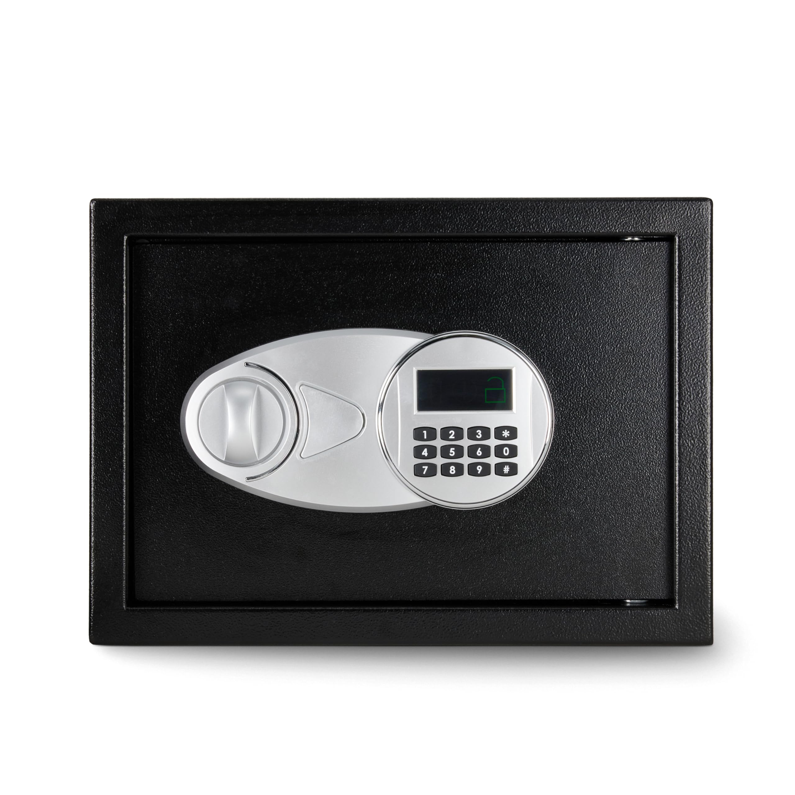 Amazon Basics Steel Security Safe and Lock Box with Electronic Keypad, for Cash, Jewelry, Documents, Black, 0.5 Cubic Feet, 13.8" W x 9.8" D x 9.8" H