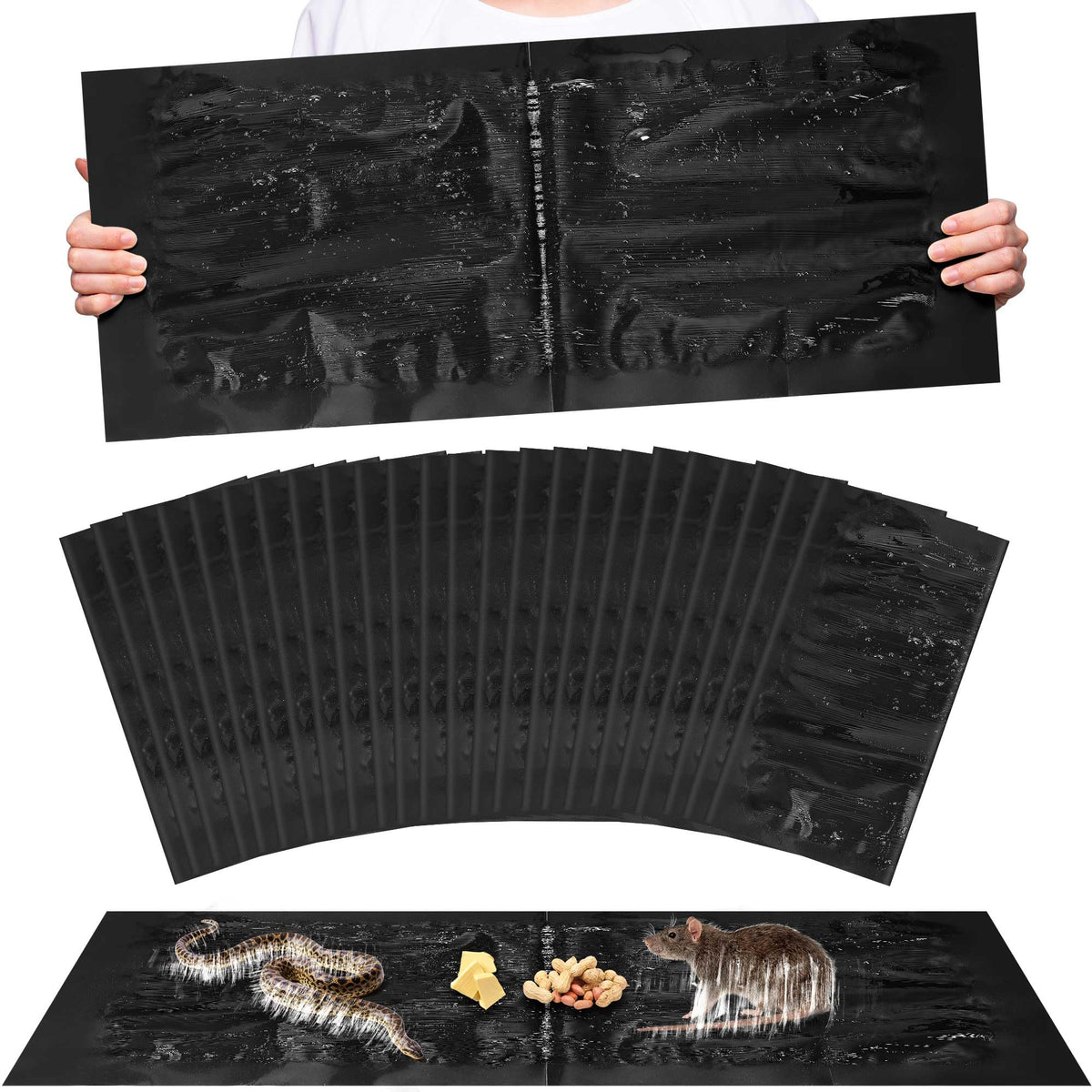 12 Pack Large Super Sticky Rat Glue Traps, Mouse Glue Traps, Mouse Sticky Trap, Mice Traps, Snake Traps, Rat Snake Sticky Traps for Home Outdoor Indoor Restaurant Office (26" x 11")