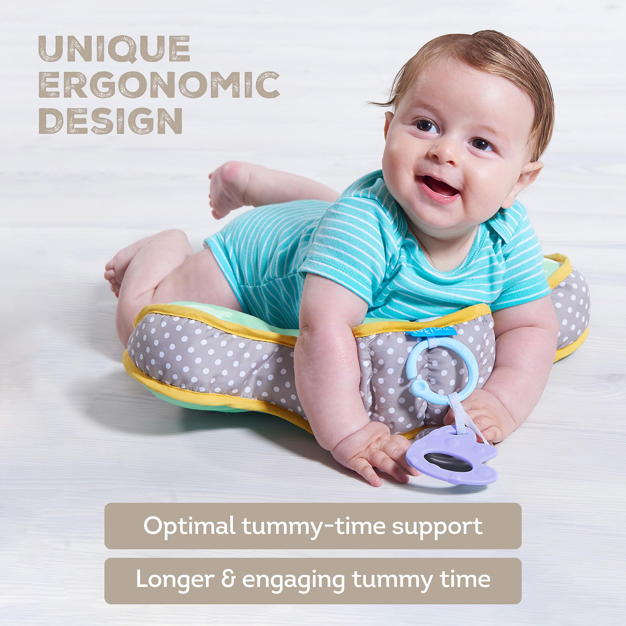 Taf Toys Baby Tummy Time Pillow | Perfect for 2-6 Months Old Babies, Enables Easier Development & Easier Parenting, Natural Developmental, Comfortable Tummy Time, Ergonomic Design, Detachable Toys