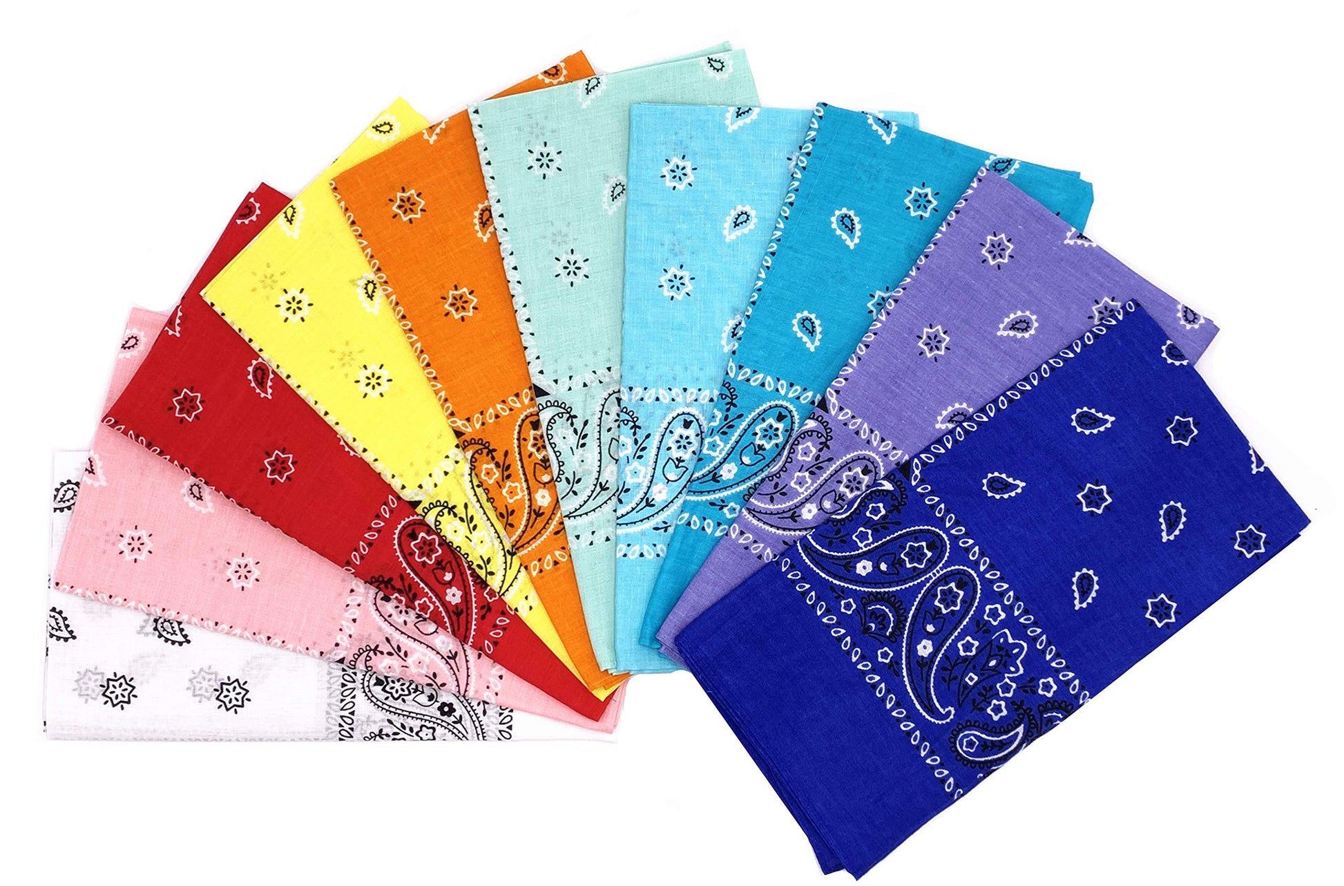 Vamqor 100% Cotton 10 Pack Fine Bandanas（Red）