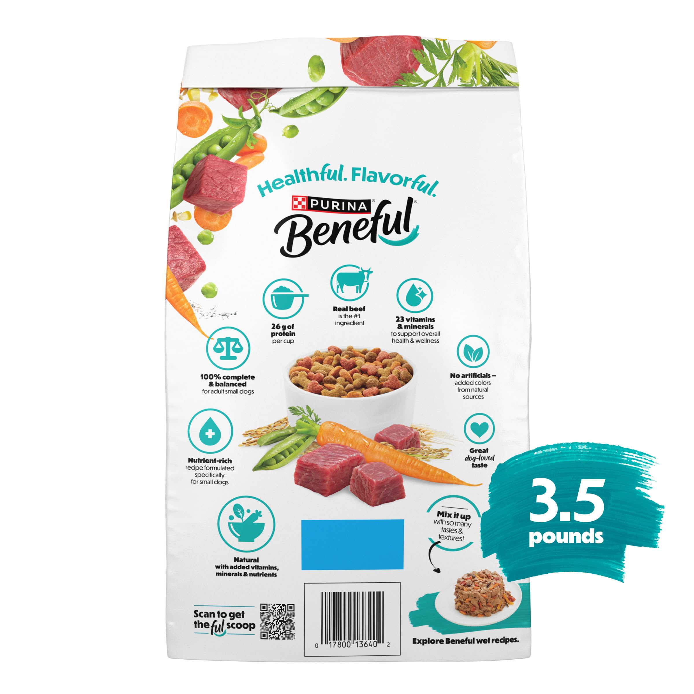 Purina Beneful Incredibites With Farm-Raised Beef Natural Small Breed Dry Dog Food With Added Vitamins, Minerals and Nutrients - (Pack of 4) 3.5 lb. Bags