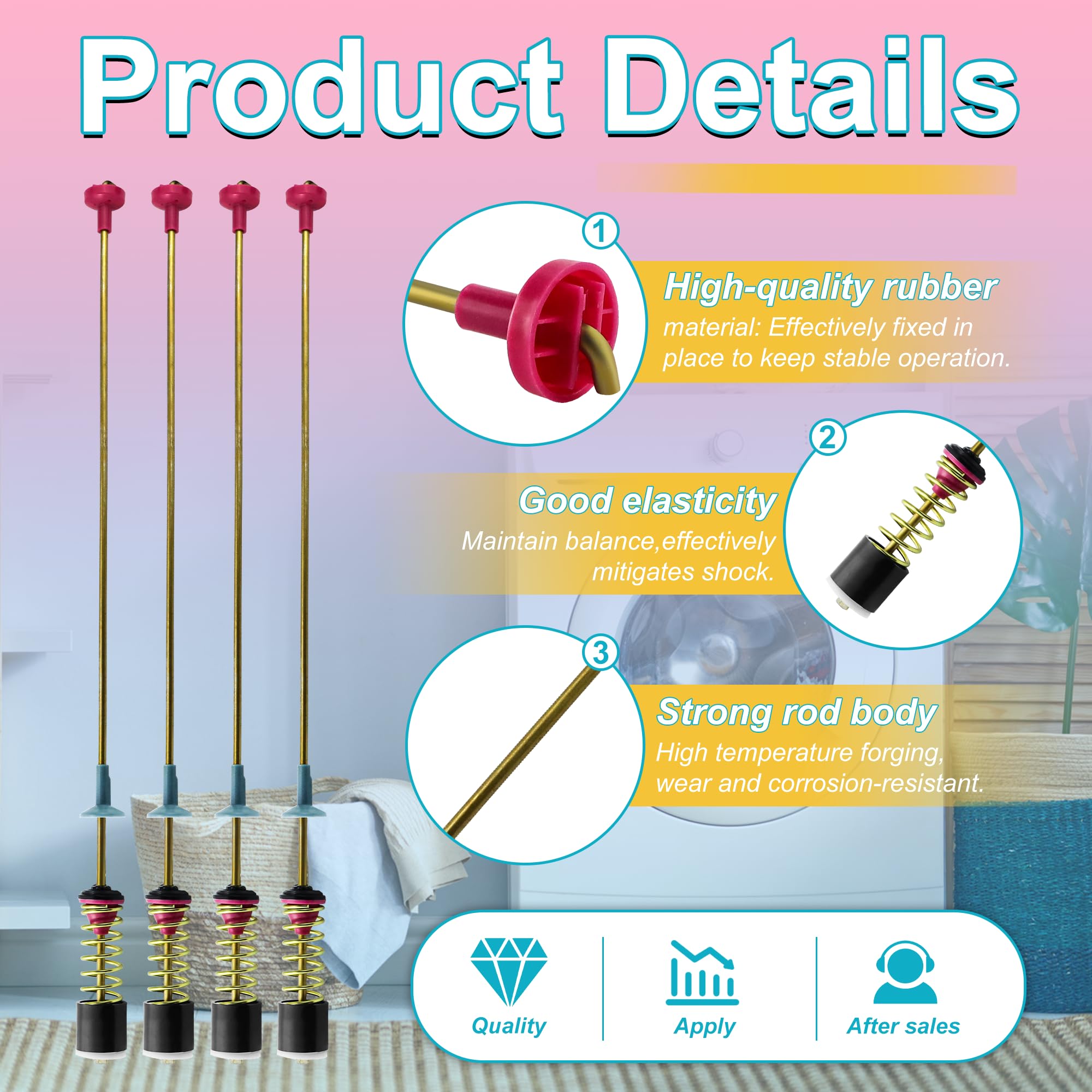 Upgrade DC97-16350U DC97-16350T Washer Suspension Rods for SAMSUNG WA50R5200AW/US, WA50R5400AV/US WA50R5400AW/US WA45T3200AW/A4 WA45H7000AW/A2 and WA45N3050AW/A4 Washing Machine