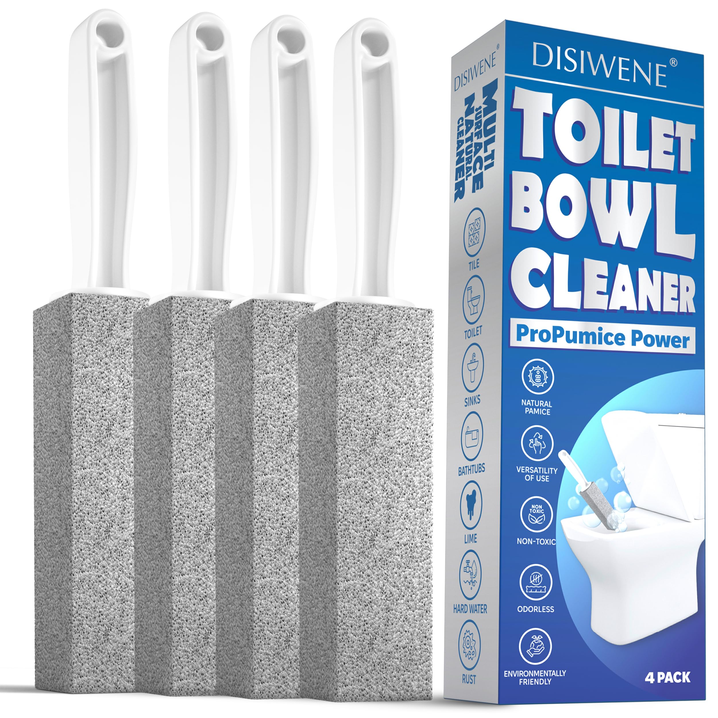 DISIWENE Pumice Cleaning Stone with Handle Toilet Bowl Cleaner Hard Water Ring Remover for Bath/Pool/Kitchen/Household Cleaning (4)