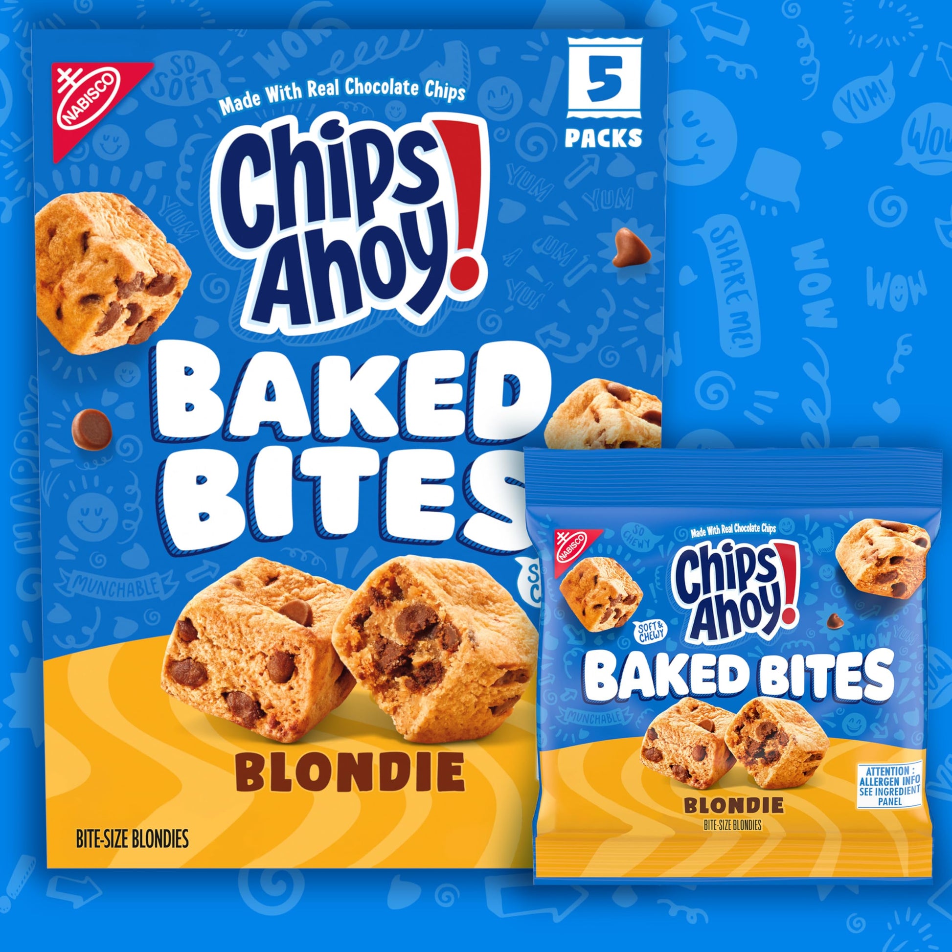CHIPS AHOY! Baked Bites, Blondie, 5-1.5 oz Snack Packs (5 Bites per Pack)
