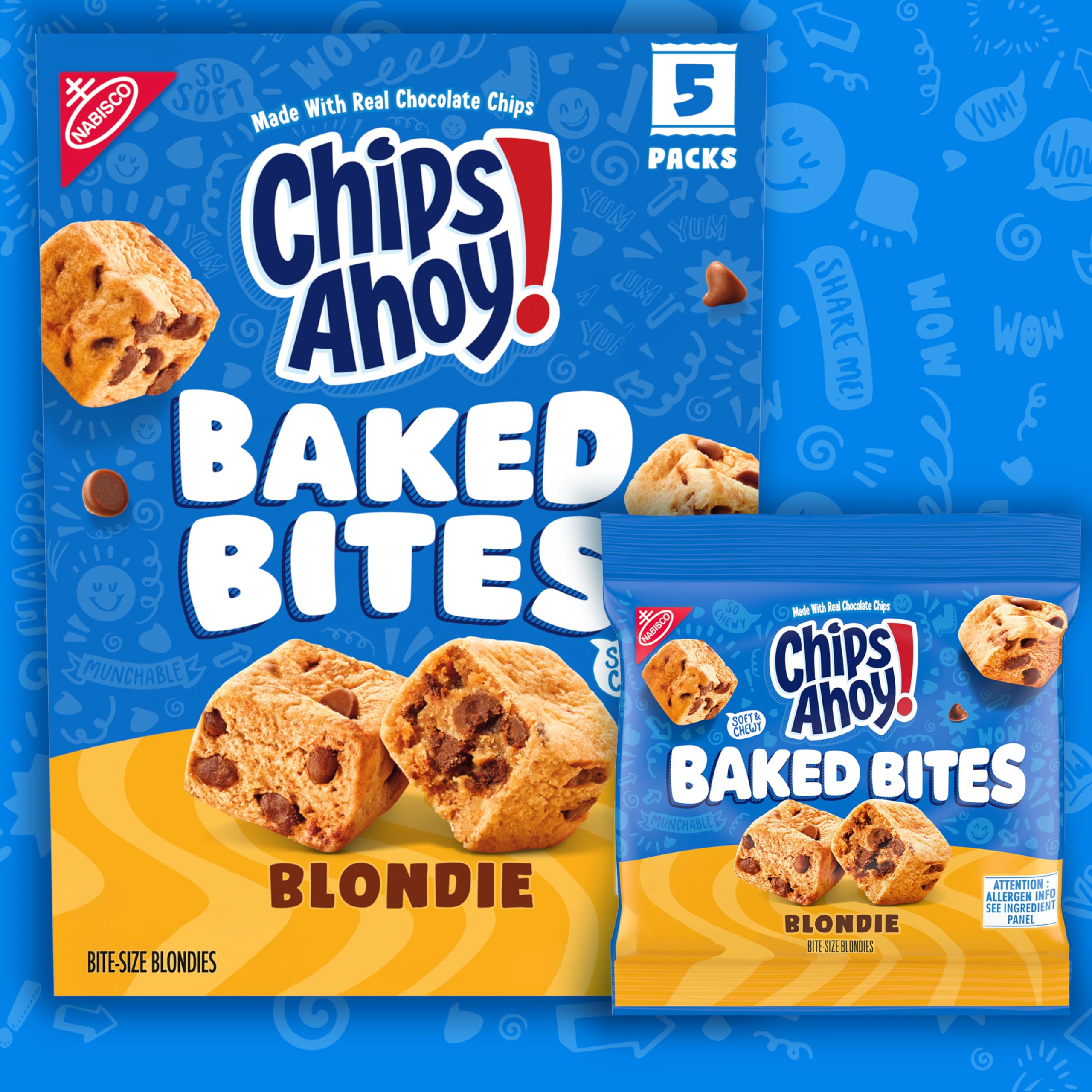 CHIPS AHOY! Baked Bites, Blondie, 5-1.5 oz Snack Packs (5 Bites per Pack)