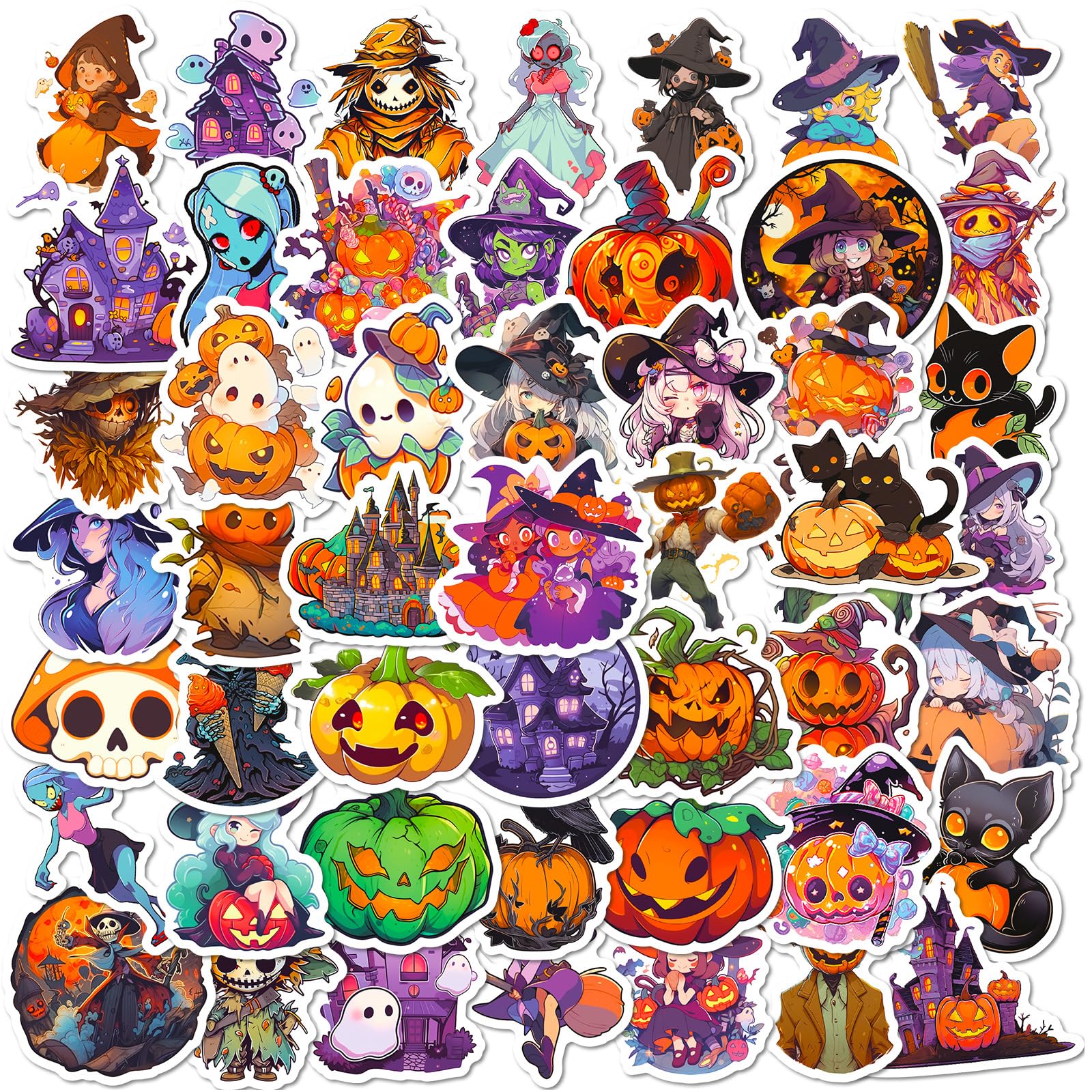 100PCS Non Repeating Halloween Children's Cartoon Pumpkin Themed Stickers, Vinyl Waterproof Holiday Party Stickers, Halloween Children's Cartoon Party Stickers DecorationÃ¢ÂÂ¦
