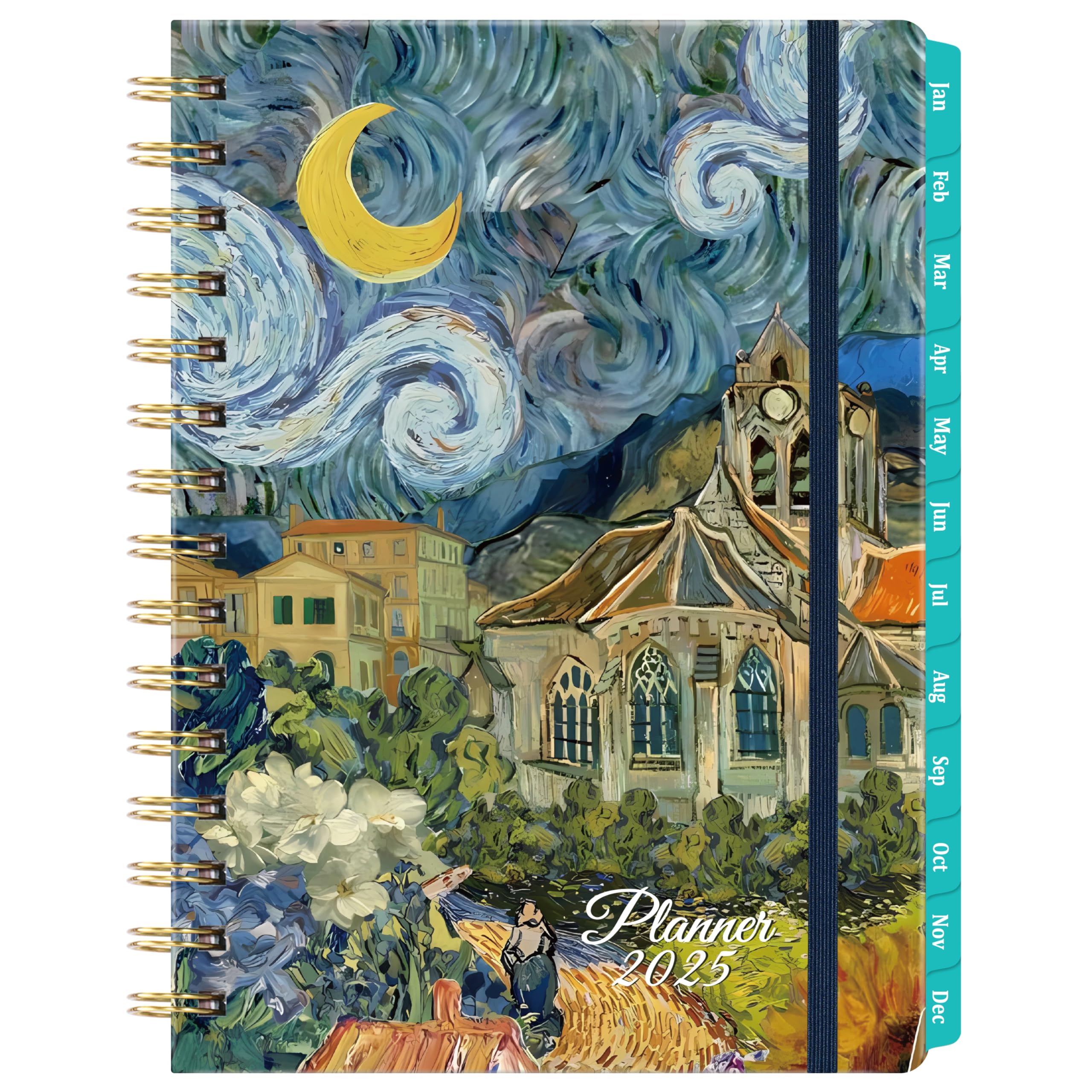 2025 Planner - Planner 2025, Jan. 2025 - Dec. 2025, 2025 Planner Weekly and Monthly with Tabs, 6.3" x 8.4", Hardcover with Back Pocket + Thick Paper + Twin-Wire Binding - Oil Painting