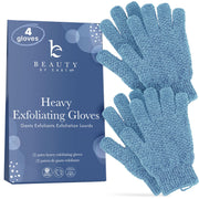 Exfoliating Glove (4 pcs, 2 Pairs) - Heavy Shower Gloves for Body Scrub, Exfoliates & Removes Dead Skin
