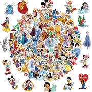 100Pcs Disney Cartoon Sticker for Kids, Cute Mixed Cartoon Princess Stickers for Girl, Waterproof Water Bottle Skateboard Notebook Phone Guitar Bike Vinyl Decal for Teen Adult (100 Disney Cartoon)