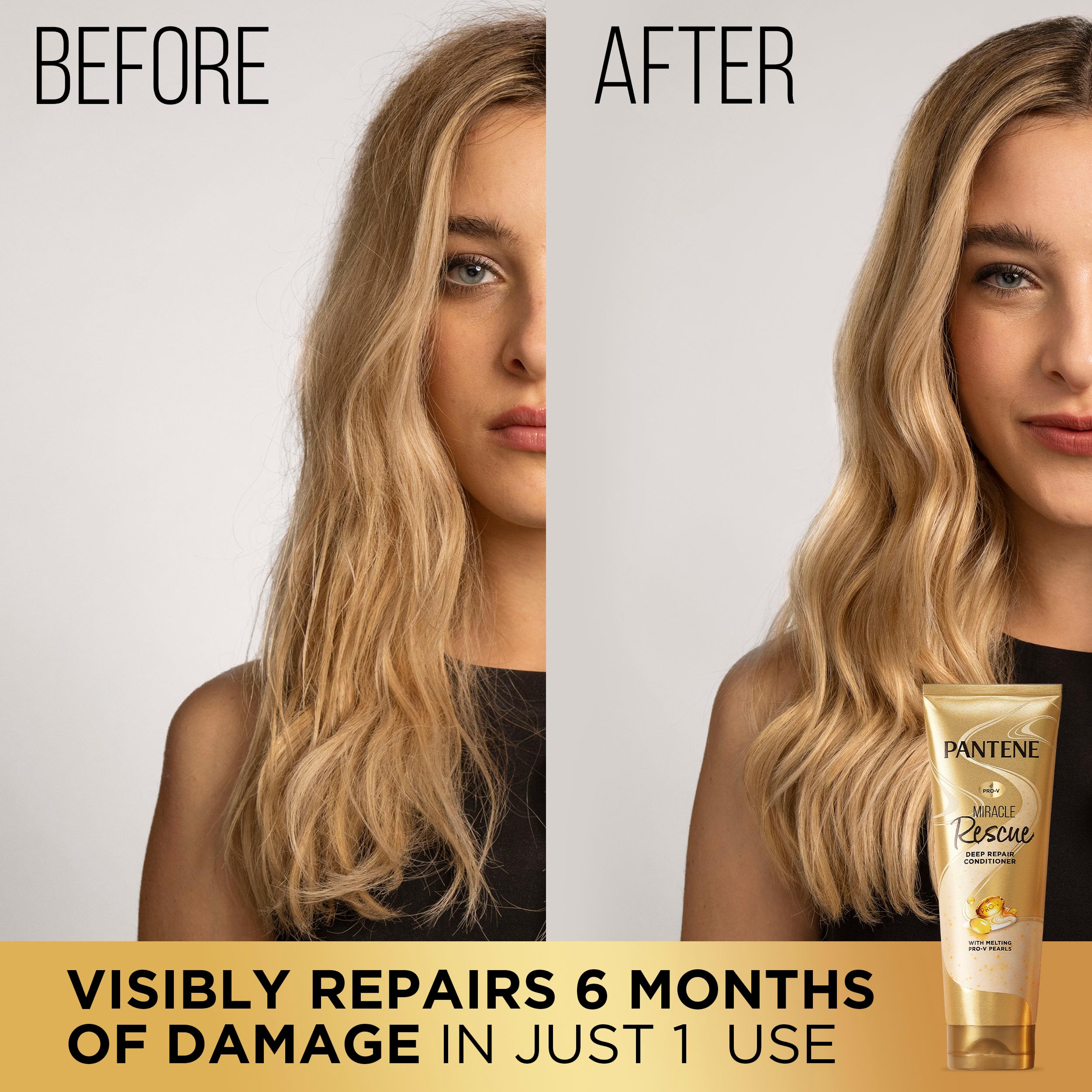 Pantene Miracle Rescue Deep Conditioner with Melting Pro-V Pearls - For Dry, Damaged, or Color-Treated Hair - Intense Moisture & Repair - 8.0 Oz