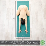 Gaiam Essentials Premium Yoga Mat with Carrier Sling, Black, 72 InchL x 24 InchW x 1/4 Inch Thick