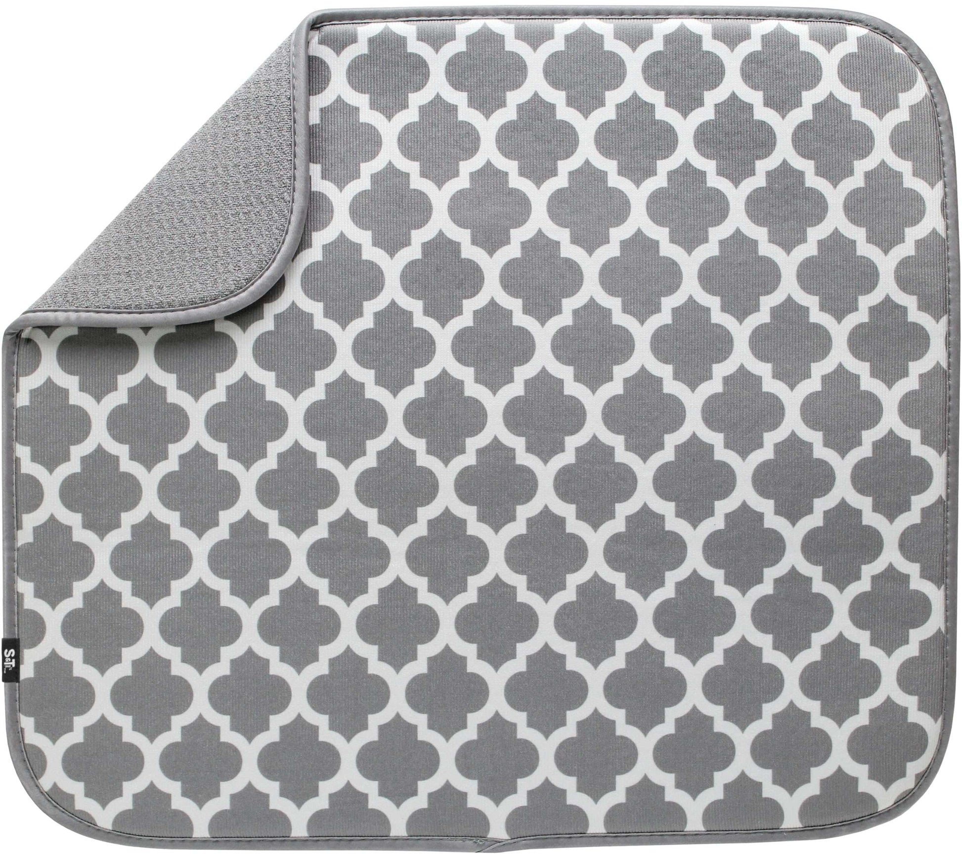 S&T INC. Dish Drying Mat, Highly Absorbent Microfiber Kitchen Counter Mat, Dish Drying Pad for Dishes, Utensils, Pots and Pans, Large 16" x 18", Cream