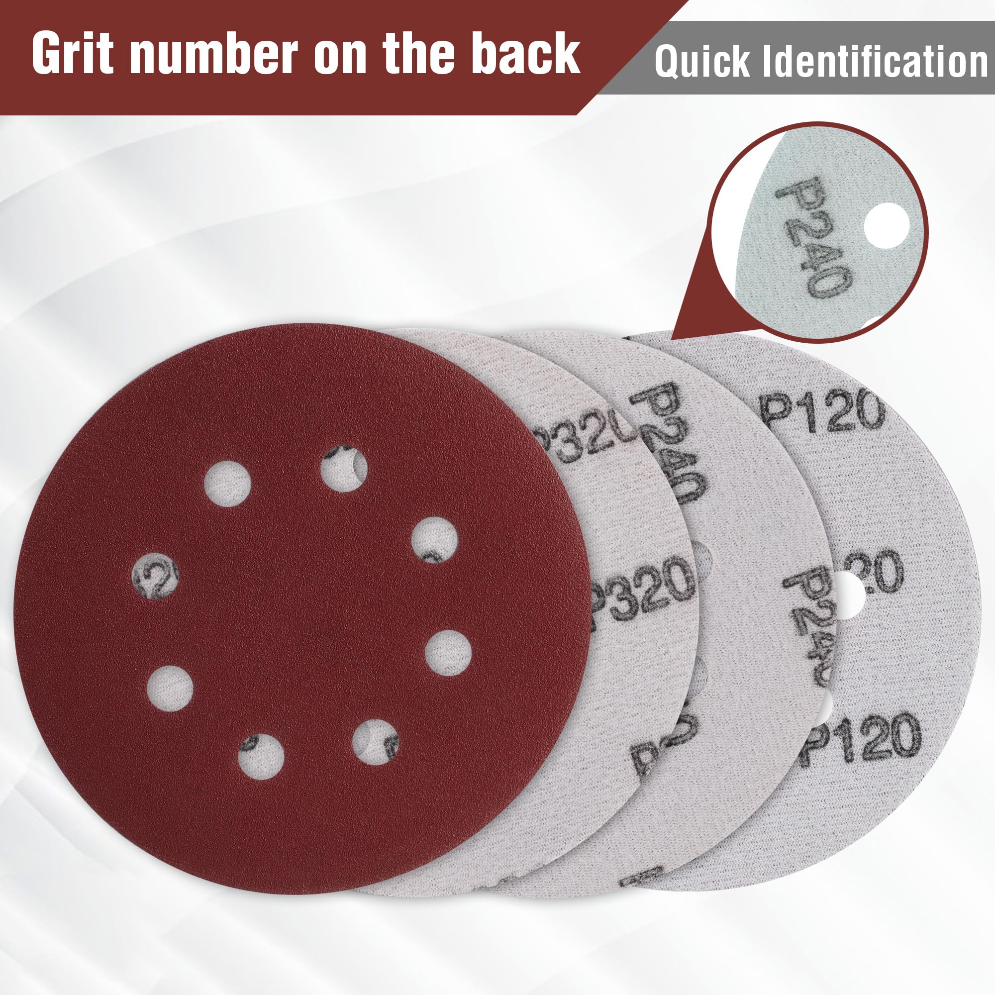 WORKPRO 150-piece Sanding Discs Set - 5-Inch 8-Hole Sandpaper 10 Grades Include 60, 80, 100, 120, 150,180, 240, 320, 400, 600 Grits for Random Orbital Sander(Not for Oscillating Tools or Mouse Sander)