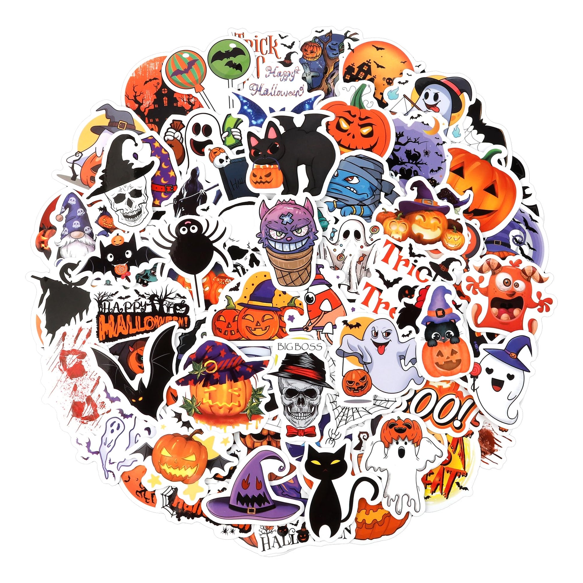 100PCS Halloween Stickers, Halloween Stickers Small, Halloween Stickers Bulk, Halloween Stickers for Classroom, Cute Halloween Vinyl Stickers for Halloween Decorations, Party Favors, Pumpkins