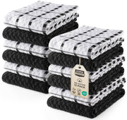 Utopia Towels - Kitchen Towels 12 Pack, 15 x 25 Inches, 100% Ring Spun Cotton Super Soft and Absorbent Linen Dish, Tea and Bar Towels Set, Black