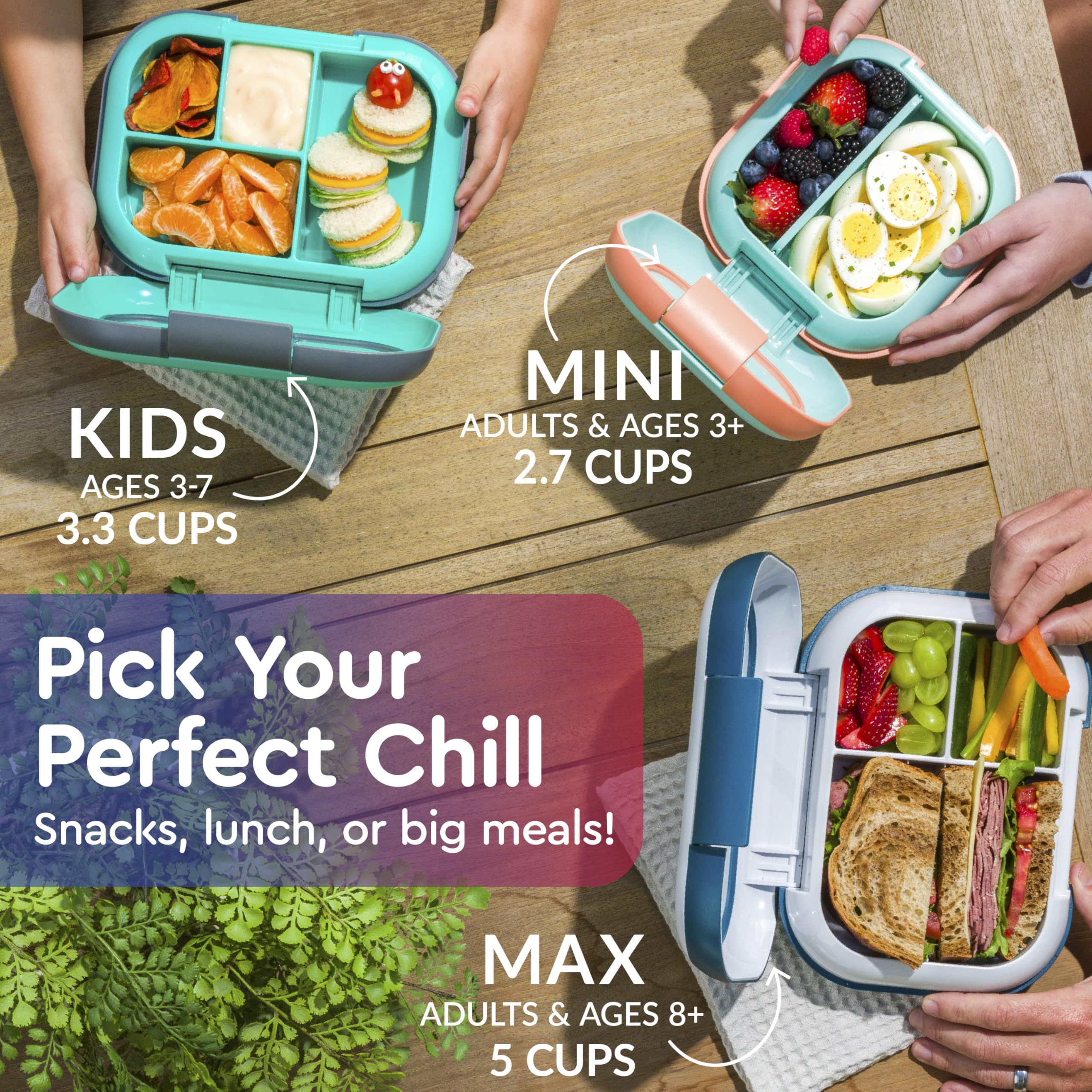 Bentgo Chill Kids Leak-Proof Lunch Box - 4-Compartment Bento Box with Built-In Ice Pack, 3.3 Cup Capacity, PFAS & BPA-Free, Microwave & Dishwasher Safe, Ideal Size for Ages 3 to 7 (Red/Royal)