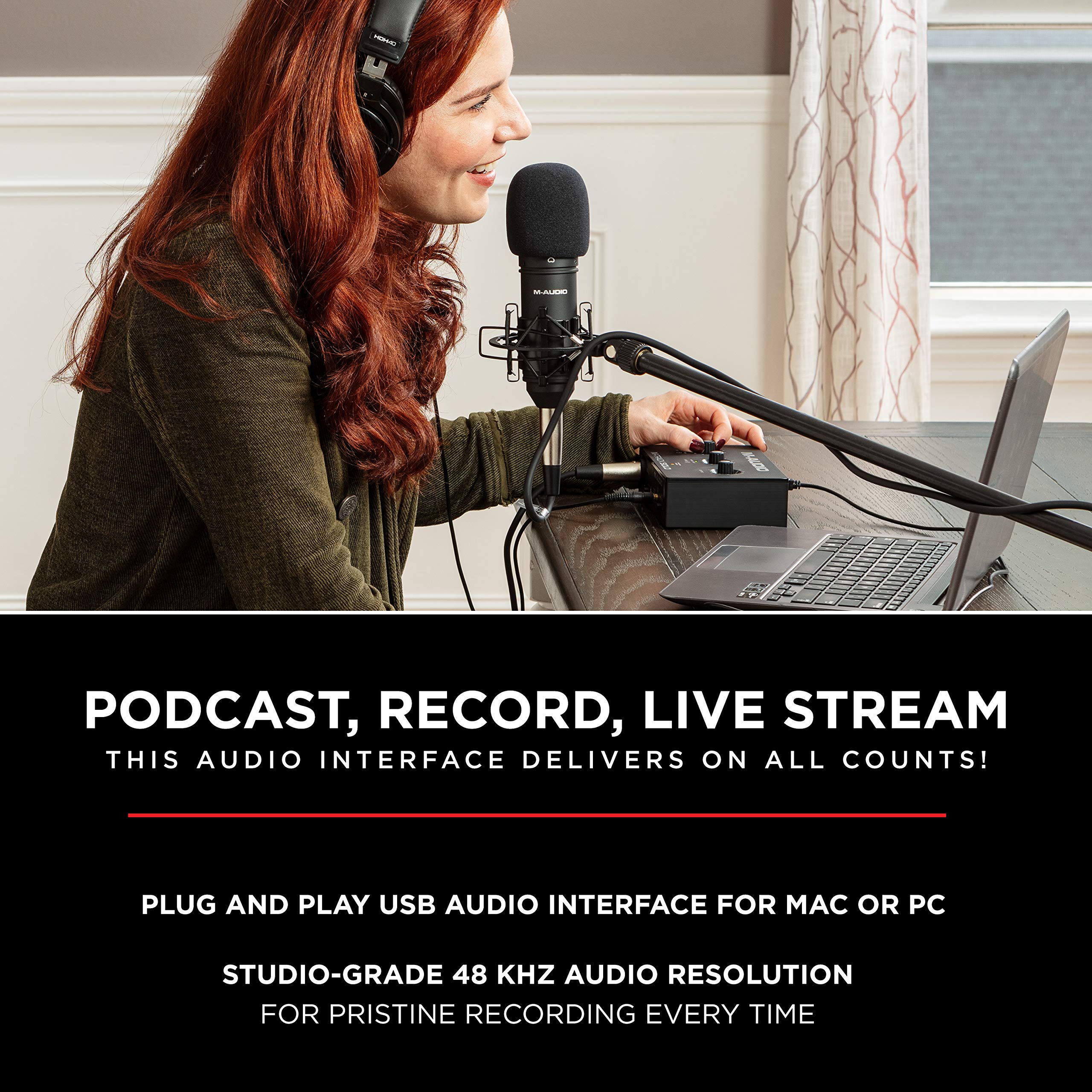 M-AUDIO M-Track Solo USB Audio Interface for Recording, Streaming and Podcasting with XLR, Line and DI Inputs, Plus a Software Suite Included