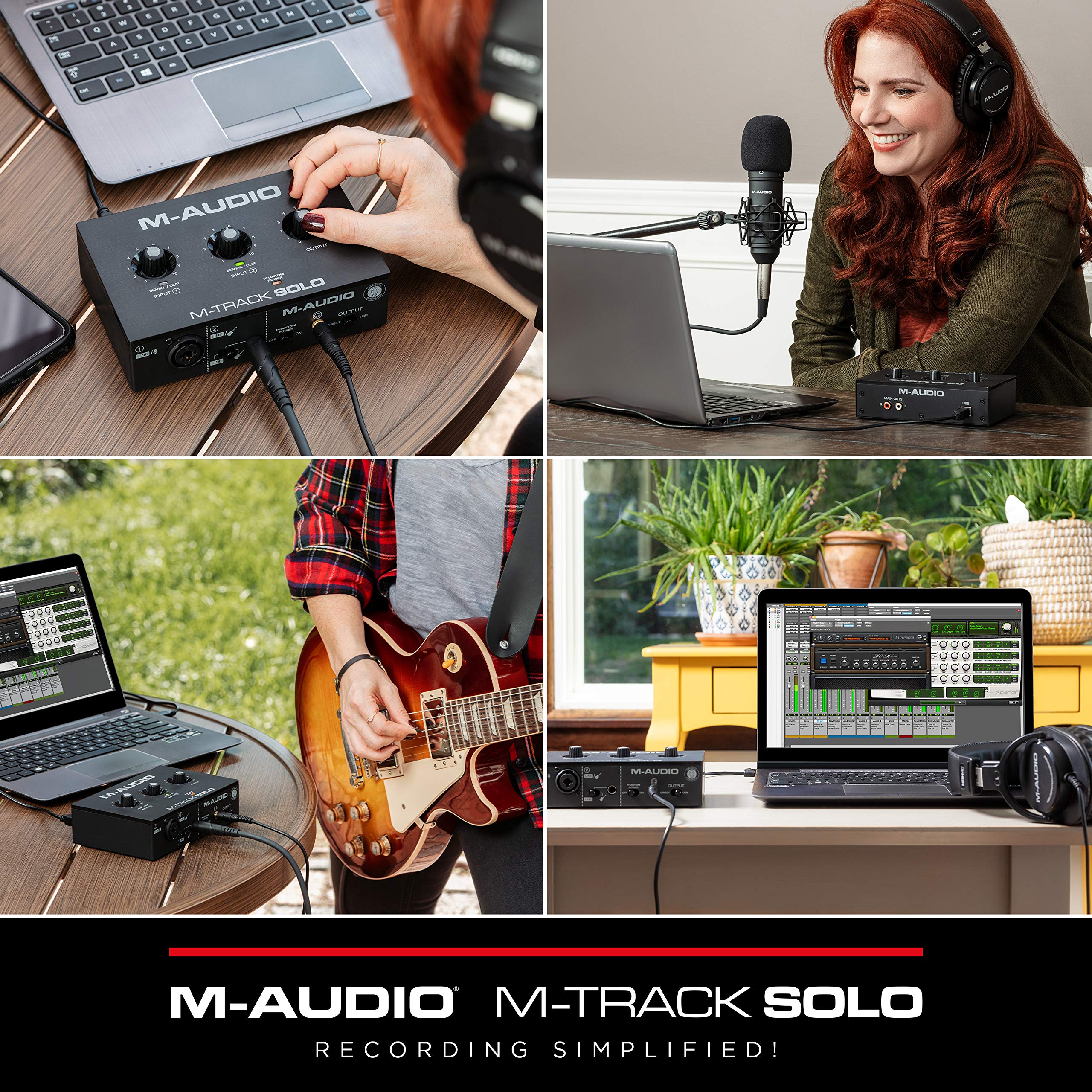 M-AUDIO M-Track Solo USB Audio Interface for Recording, Streaming and Podcasting with XLR, Line and DI Inputs, Plus a Software Suite Included