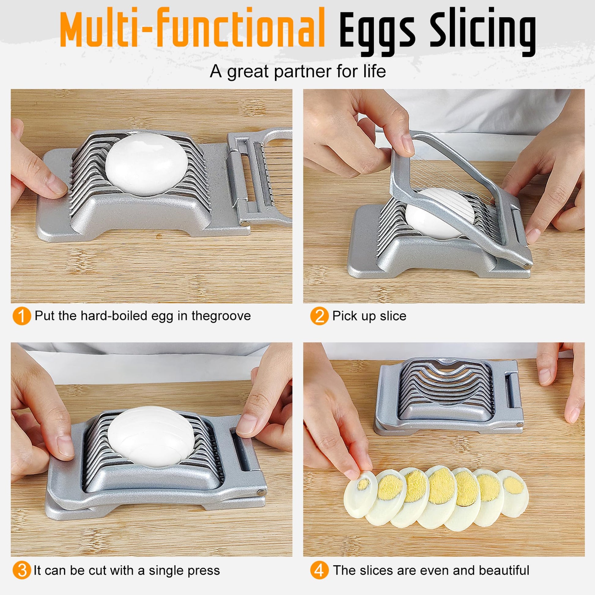 Yuzxaun Egg Slicer for Hard Boiled Eggs, Stainless Steel Wire, Heavy Duty Aluminium Egg Cutter Dishwasher Safe for Egg Strawberry Soft Fruit