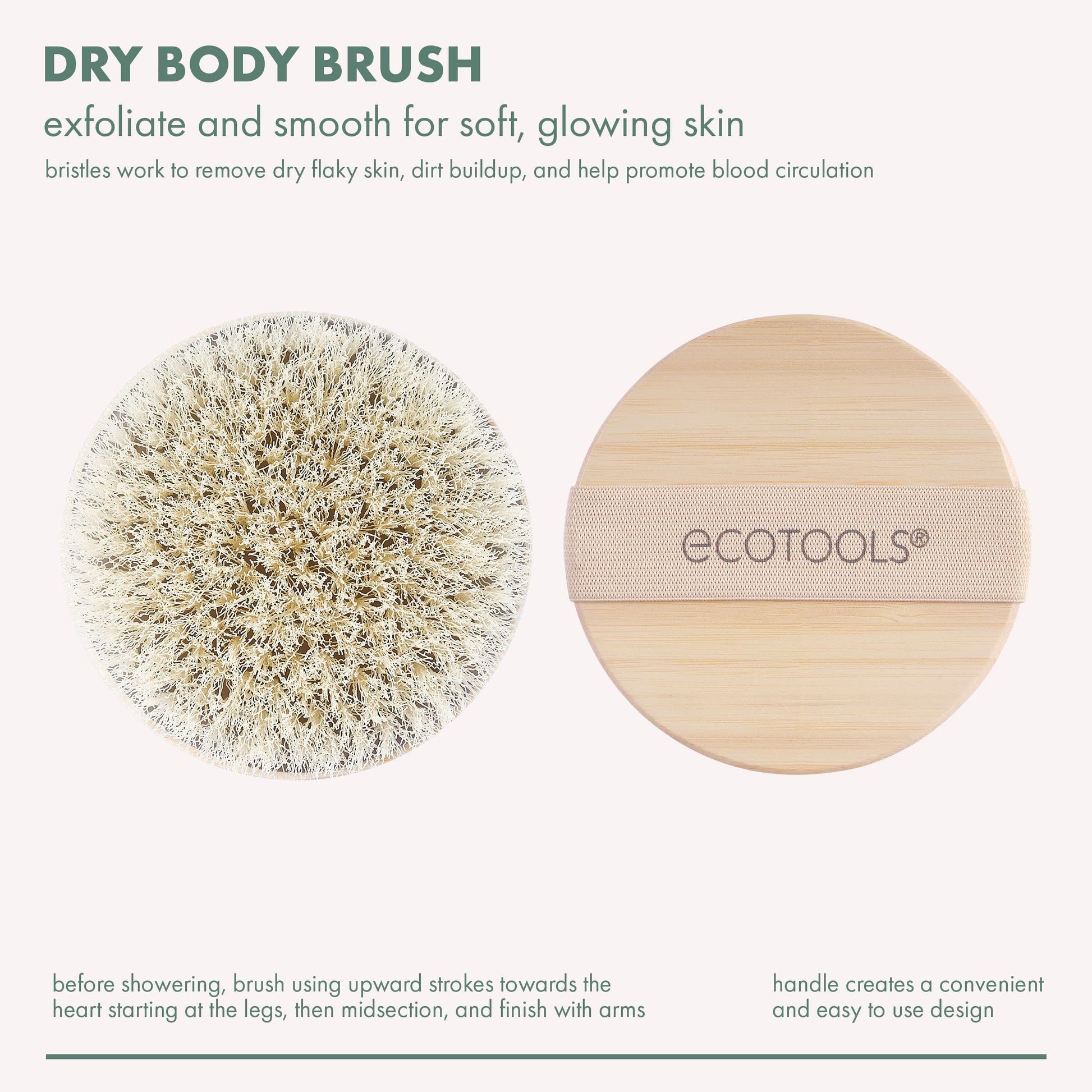 EcoTools Dry Body Brush, Cruelty-Free Bristles Exfoliate & Smooth Skin, Dry Brushing Removes Flaky Skin, May Help Improve Circulation & Tone, Eco-Friendly Skincare Tool, Vegan & Cruelty-Free, 1 Count