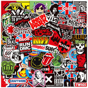 100 Pcs Rock Band Music Stickers – Durable and Waterproof Vinyl Stickers Featuring Iconic Bands | Punk, Metal, Rock Decals | Scratch-Resistant, Vibrant Colors for Laptops, Guitars, Water Bottles