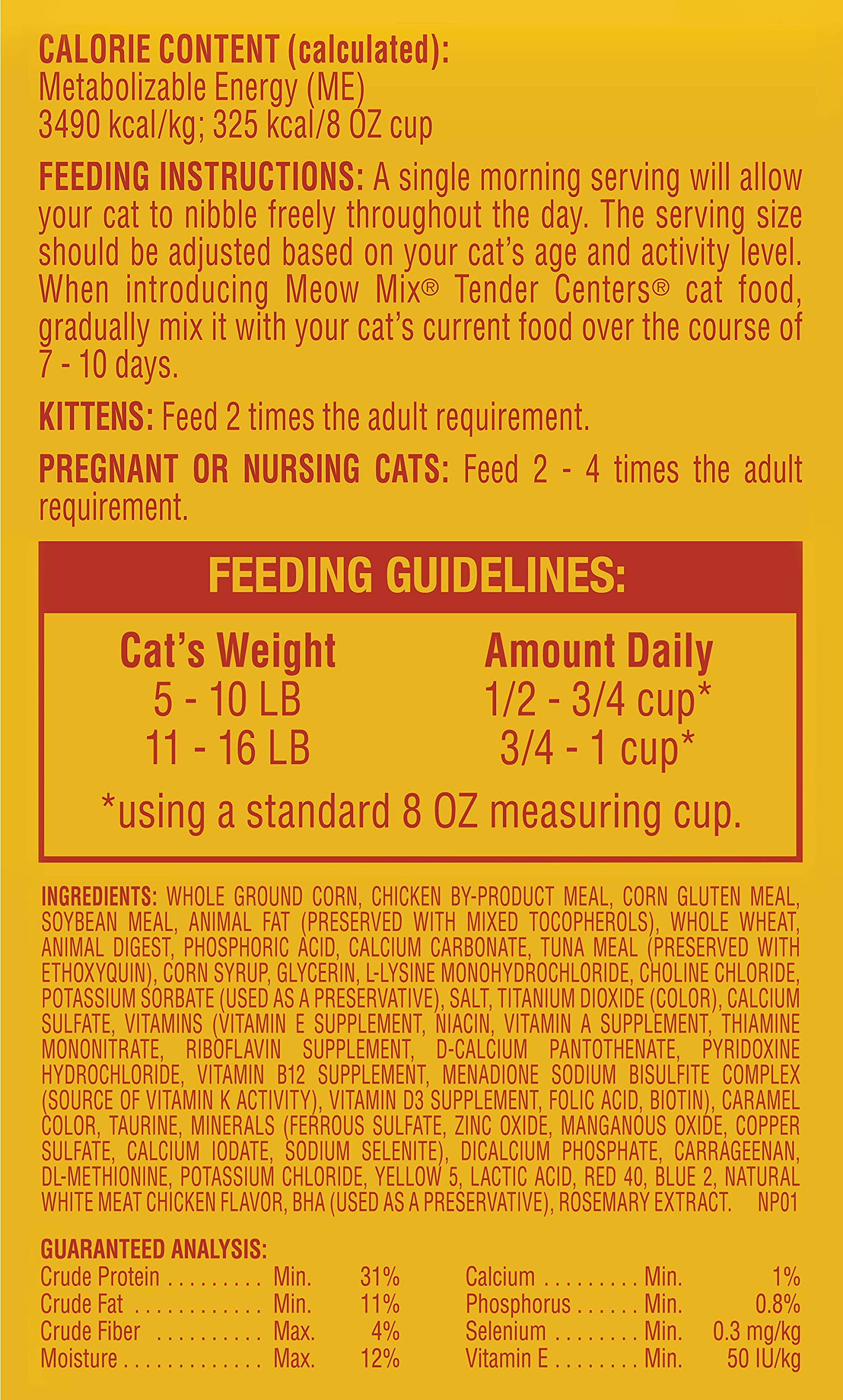 Meow Mix Tender Centers Basted Bites Dry Cat Food, Chicken & Tuna Flavor, 3 Pound (Pack of 4), Crunchy Outside Meaty Inside