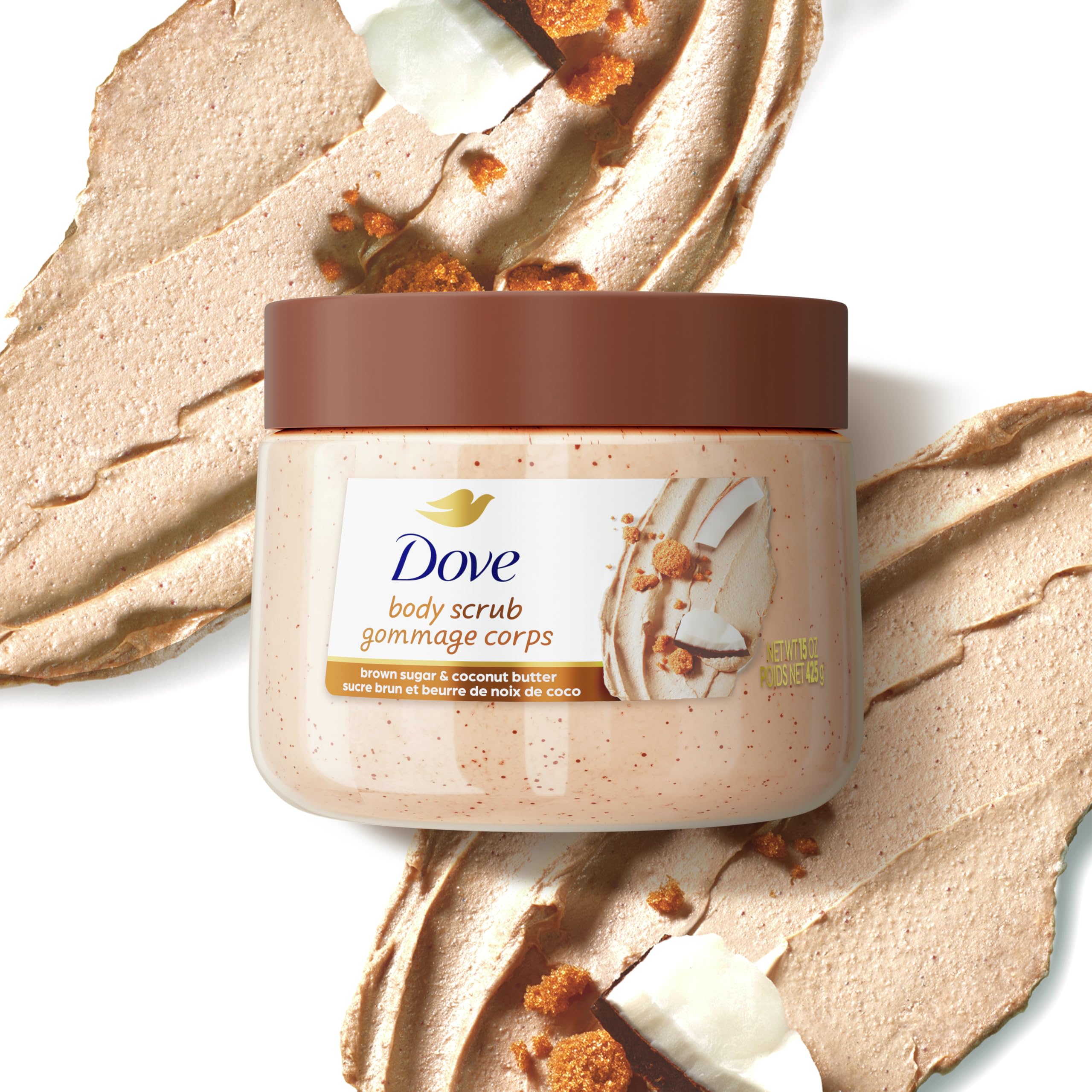 Dove Brown Sugar and Coconut Butter Body Scrub Exfoliates and Deeply Nourishes for Smooth, Radiant Skin 15 oz