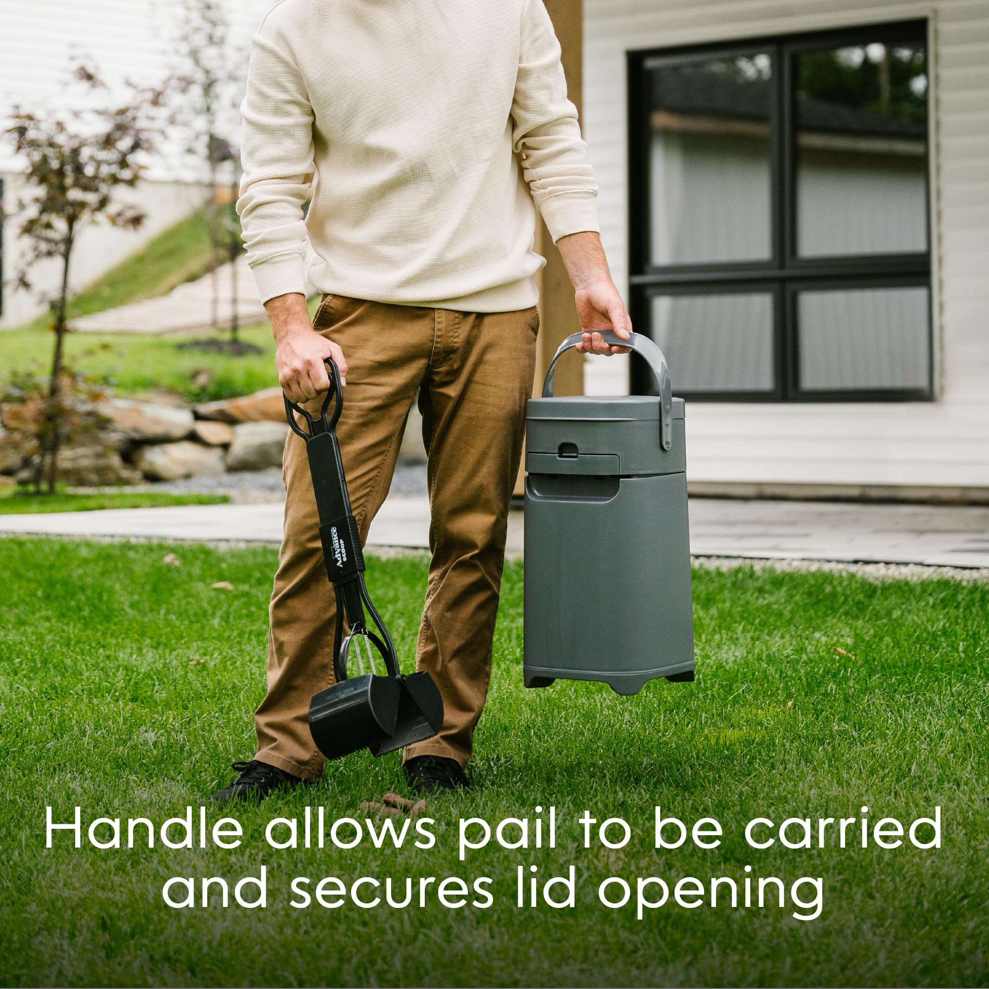 Pet Genie Pail | Dog Waste Disposal System for Outdoor and Indoor Odor Control | Dog Poop Trash can | Includes 1 Square Refill Bag That Lasts up to 2 Months