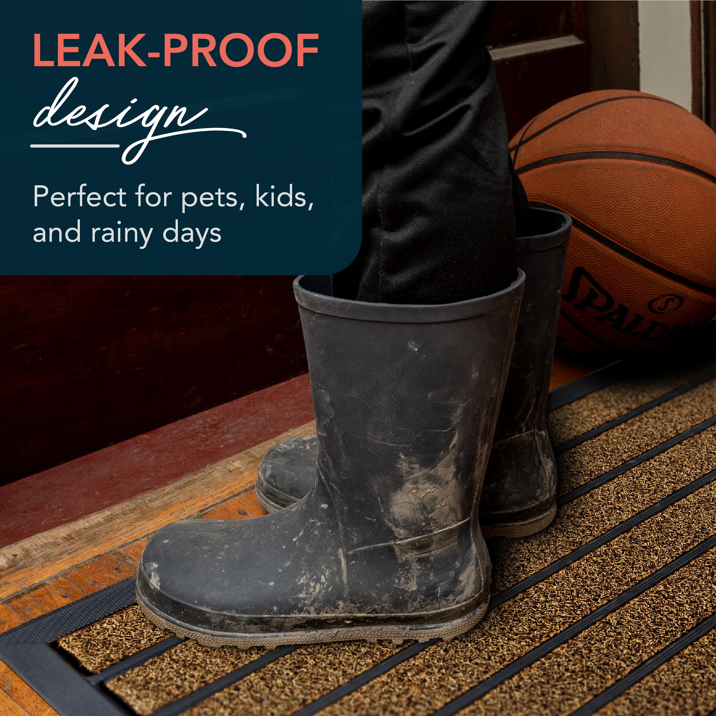 ubdyo Extra Durable Door Mat - Dirt Trapping Outdoor Welcome Mats - Non-Slip Outdoor Indoor Entrance - Low Profile Front Doormat (30" x 17", Bright Brown)