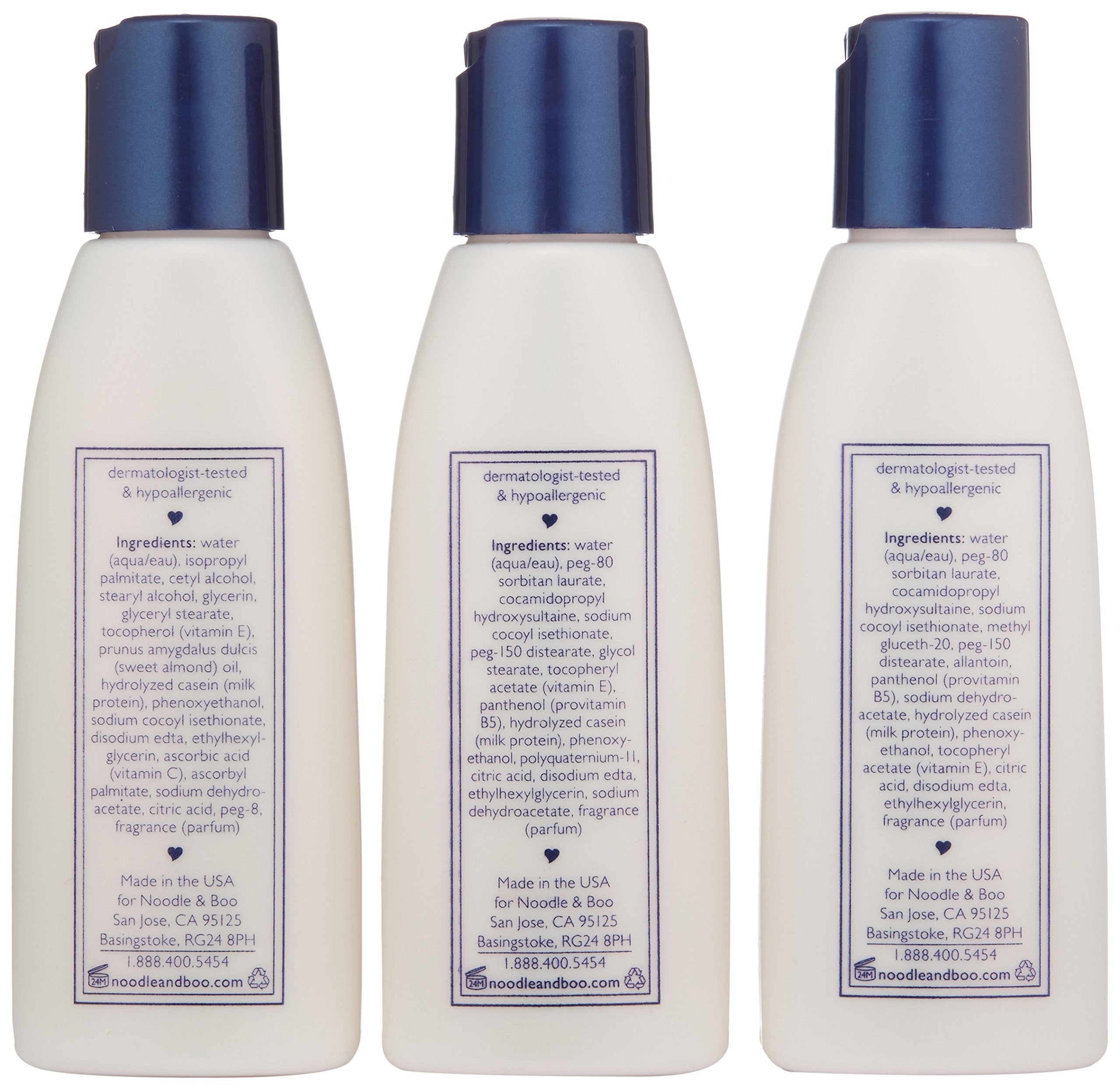 Noodle & Boo Essential Care 3 Piece Kit Super Soft Baby Lotion, Extra Gentle Shampoo and Soothing Body Wash, 2 Oz of each