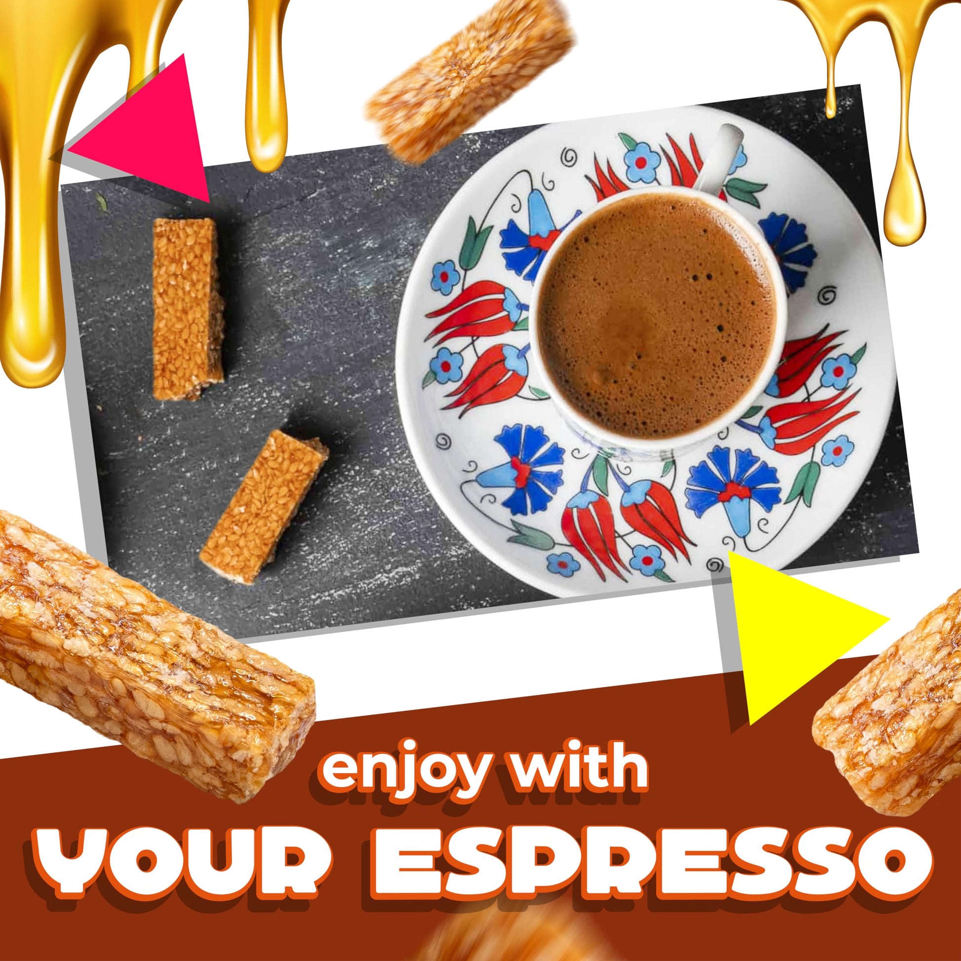 Sesame Honey Crunch Bars | 1 Pound Bag | Honey Roasted Sesame Seeds Candy | Individually Wrapped Snack Size Bars | Crunchy Sesame Candy for Office and Gifting