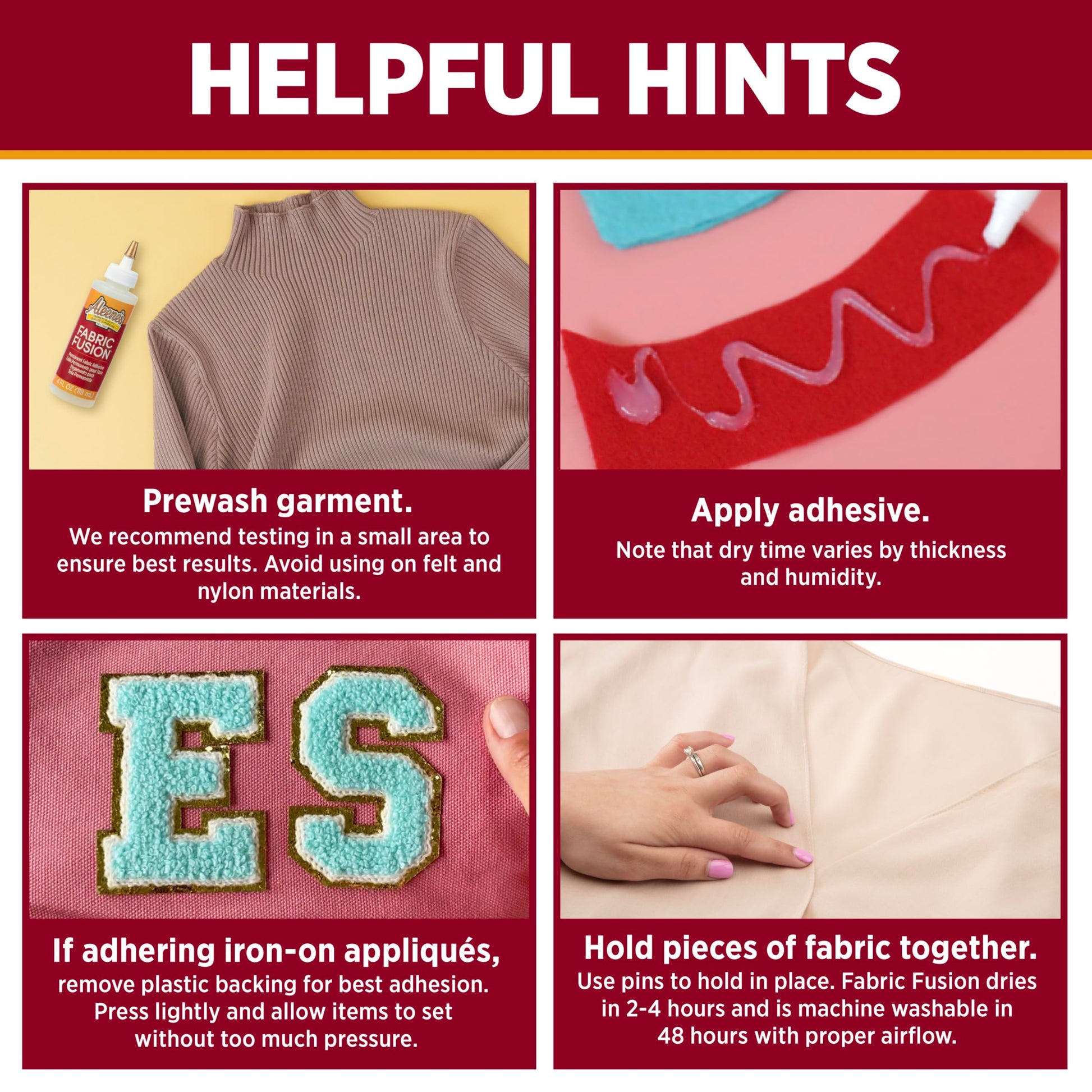 Aleene's Fabric Fusion Glue 4 oz, Permanent and Washable Adhesive, No-Sew Fabric Glue for Clothing, Denim, Polyester, Cotton, Flannel Materials, Dries Flexible