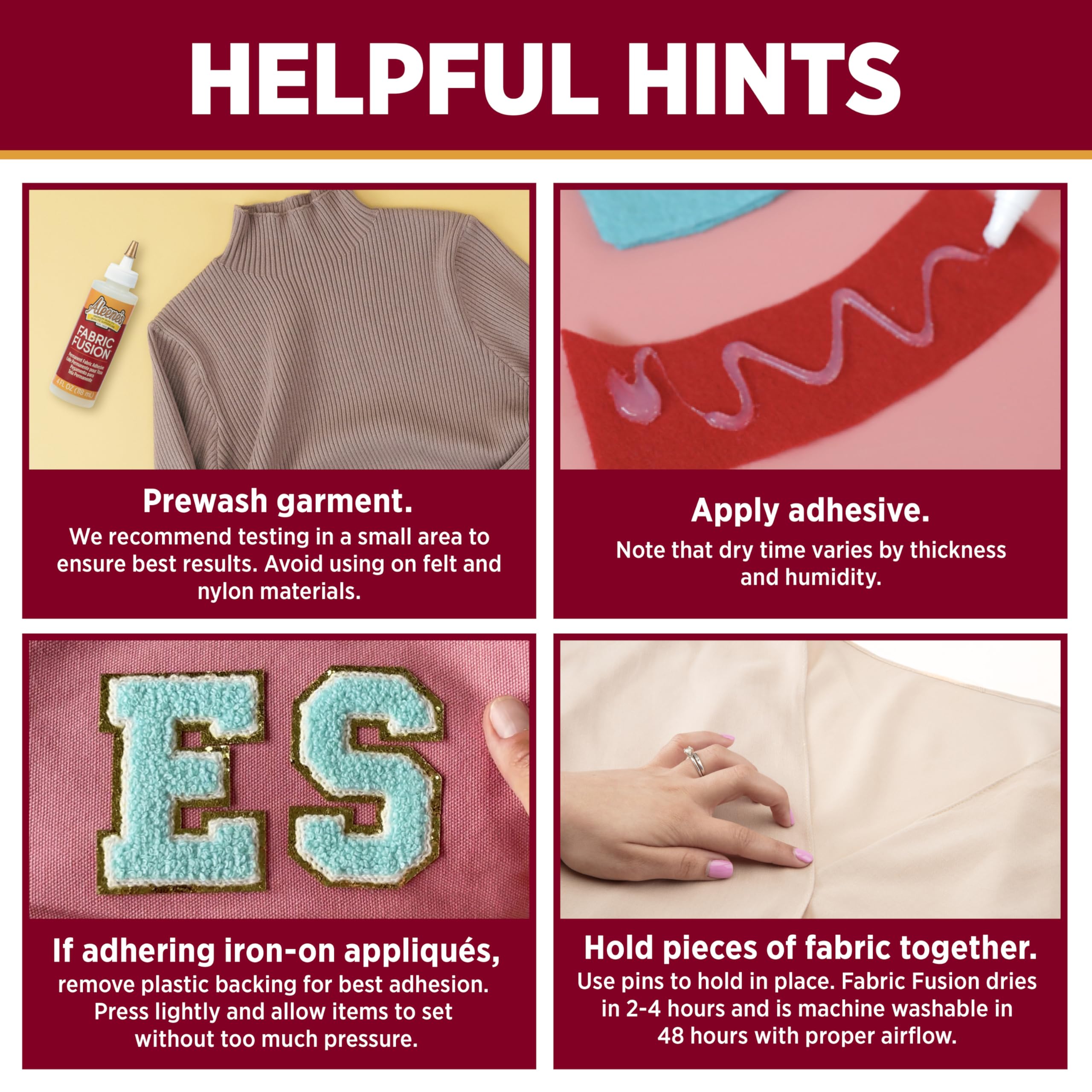 Aleene's Fabric Fusion Glue 4 oz, Permanent and Washable Adhesive, No-Sew Fabric Glue for Clothing, Denim, Polyester, Cotton, Flannel Materials, Dries Flexible