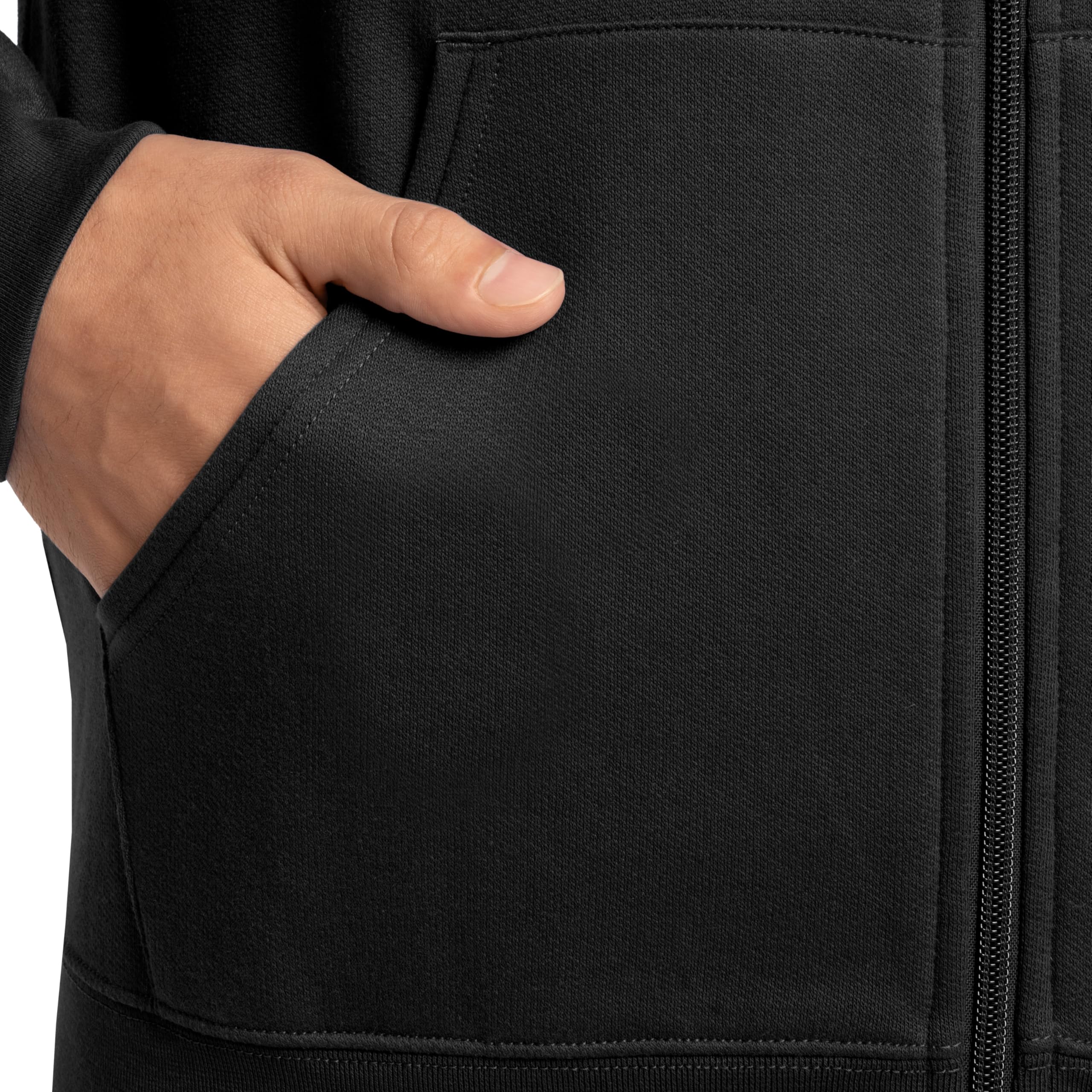 Fruit of the Loom Eversoft Fleece Hoodies, Pullover, Moisture Wicking & Breathable, Sizes S-4x, Black Full Zip, Medium