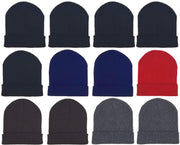 12 Pack Winter Beanie Hats for Men Women, Warm Cozy Knitted Cuffed Skull Cap, Wholesale