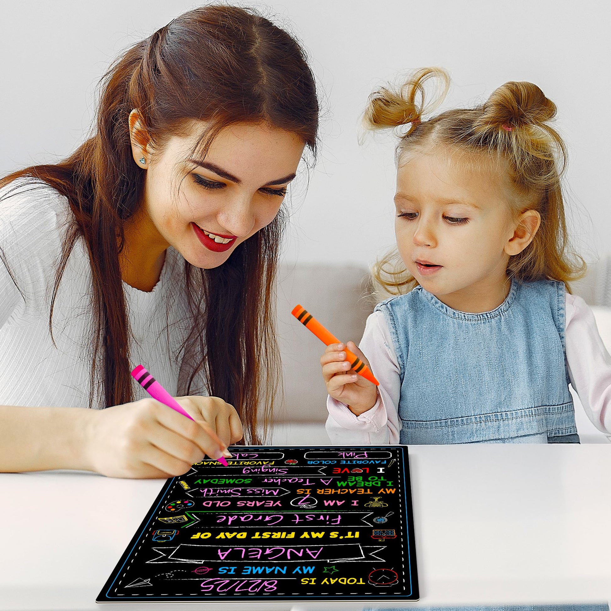 Melisheer First & Last Day of School Chalkboard, Personalized Paper Back to School Supplies, 14 X 11 in Erasable Double Sized First Day of School Board for Kids Son Daughter