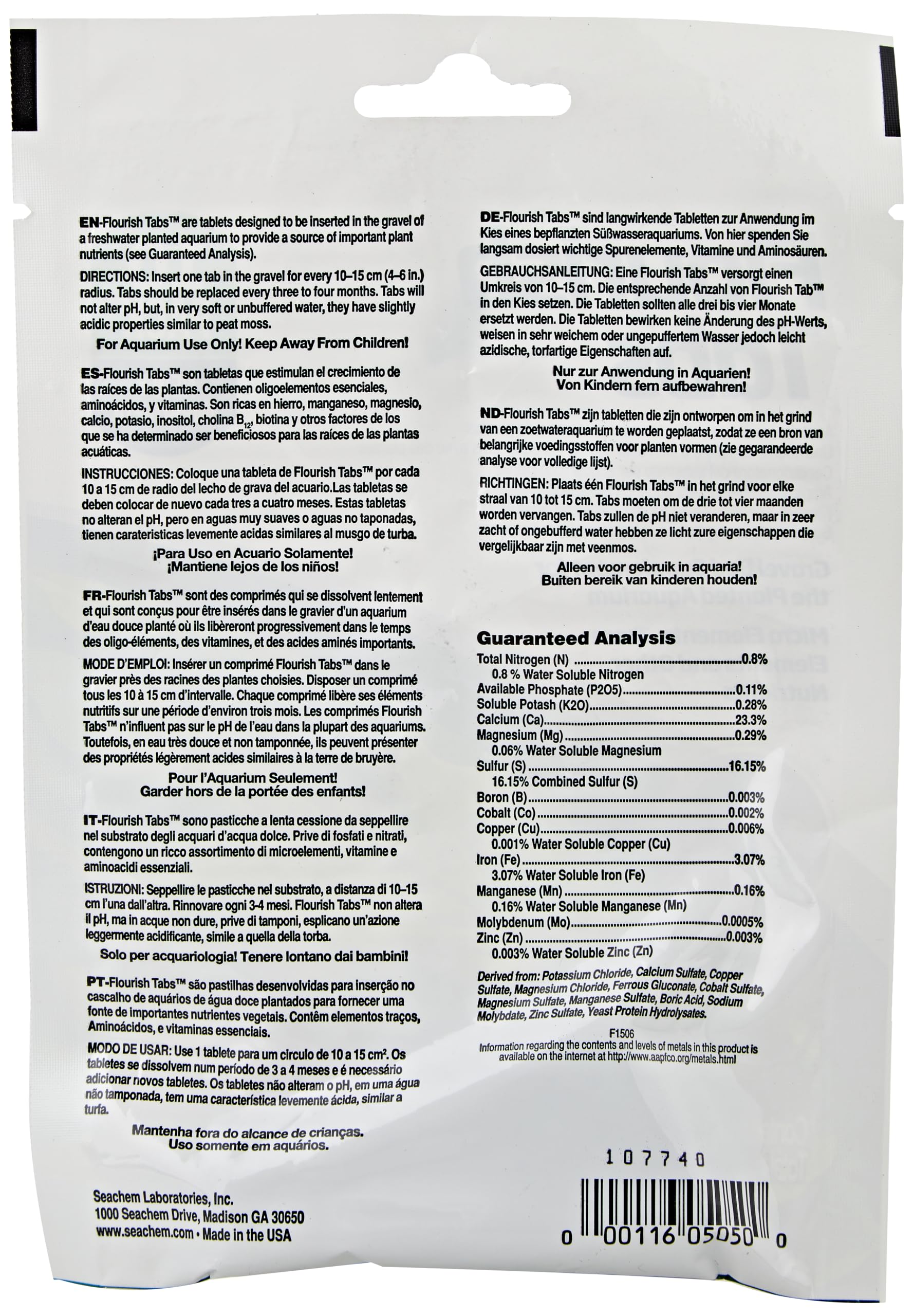 Seachem Flourish Tabs Growth Supplement - Aquatic Plant Stimulant 10 ct