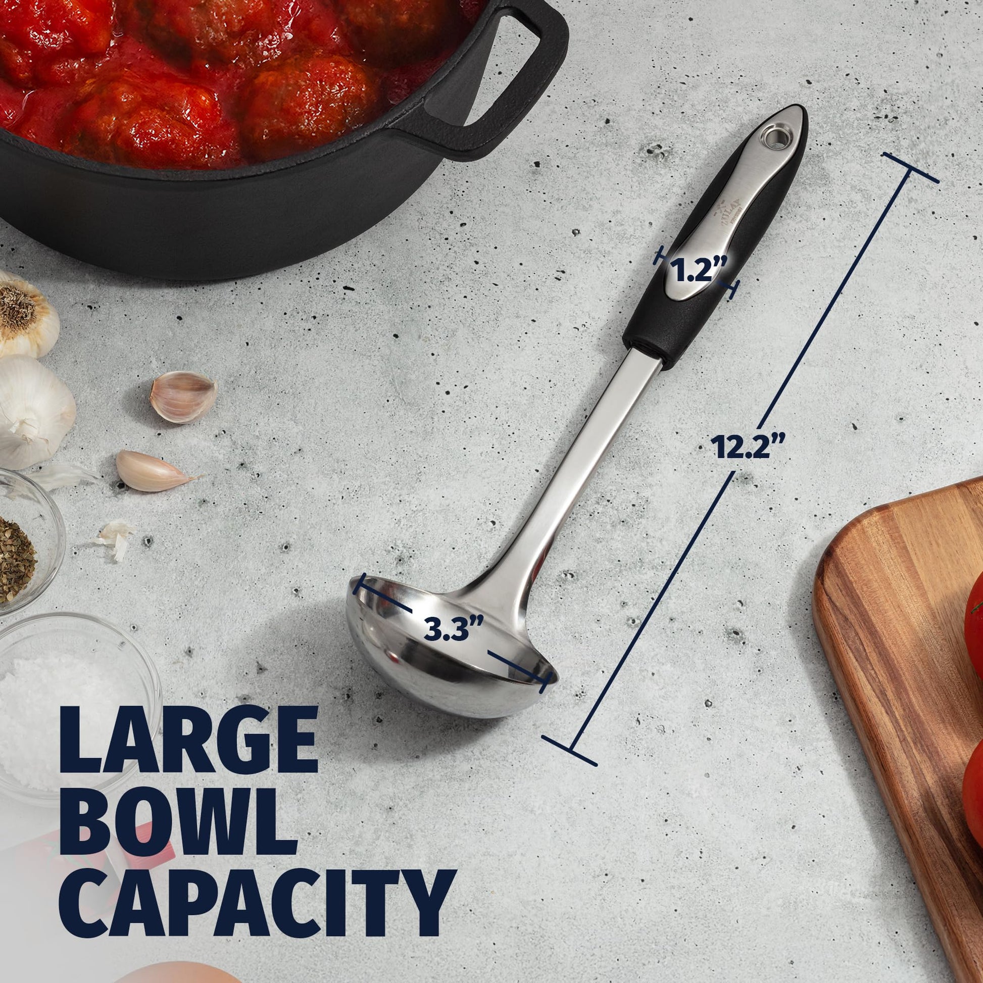 Zulay Kitchen Premium Soup Ladle – 12" Stainless Steel with Non-Slip Silicone Handle