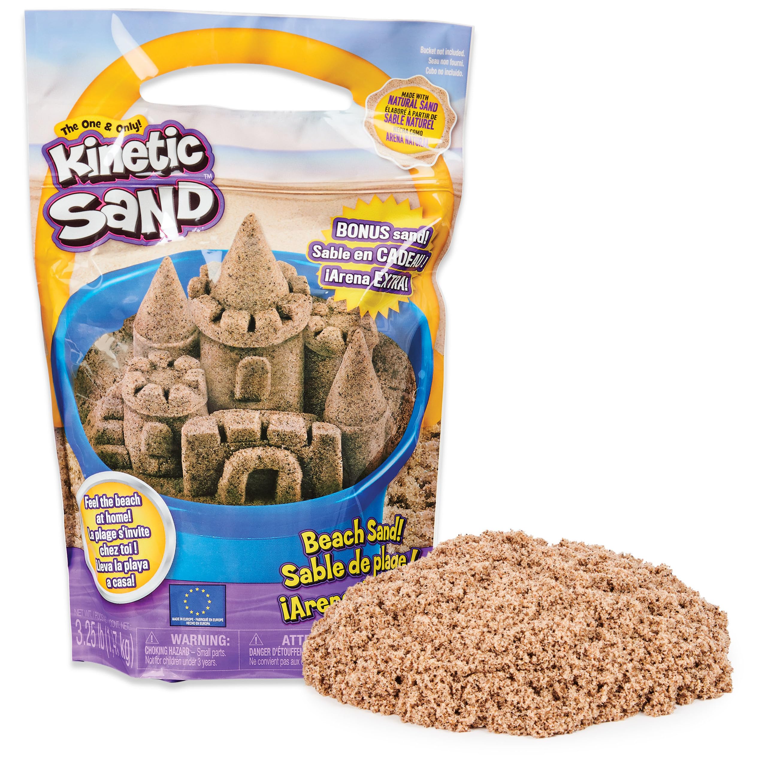 Kinetic Sand, 3.25lbs Beach Sand in Resealable Bag, Moldable Play Sand Sensory Toys, Christmas Gifts for Kids Ages 3+
