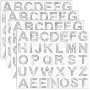 136 Pieces Rhinestone Letter Iron-on Sticker Large Glitter Bling Alphabet Letter Sticker and Crystal Gemstone Border Sticker 34 Letters Self-Adhesive Letter Sticker for Art Craft (Silver)