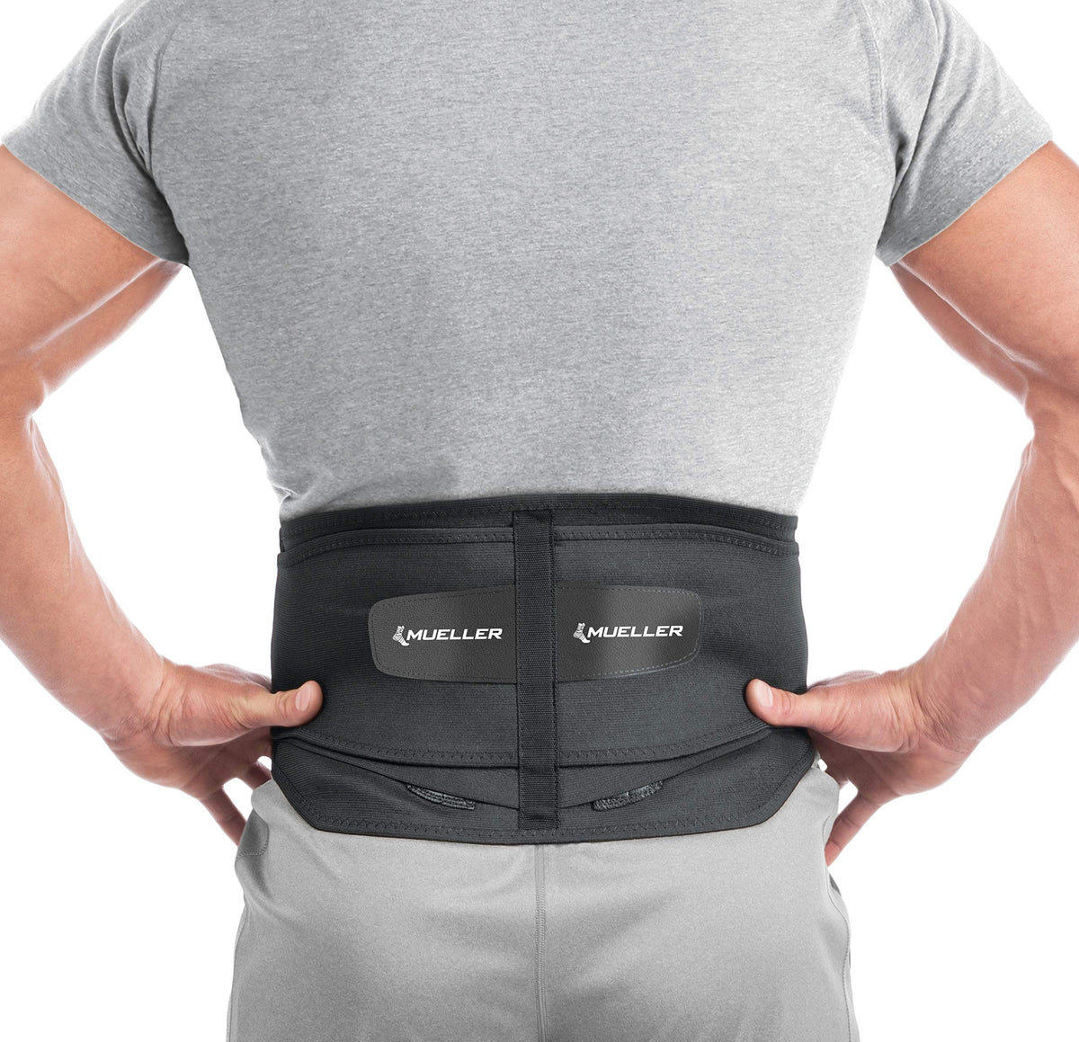 دعامة الظهر القطنية من Mueller Sports Medicine مع وسادة قابلة للإزالة، مثالية لآلام الجزء العلوي والسفلي من الظهر، تخفيف ودعم للرجال والنساء، للالتواءات، عرق النسا، الجنف، لون أسود، حجم عادي