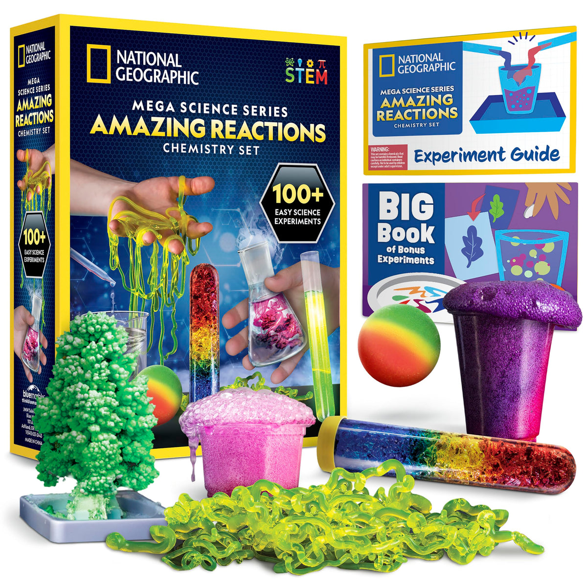 NATIONAL GEOGRAPHIC Amazing Chemistry Set - Chemistry Kit with 100+ Science Experiments Including Crystal Growing and Reactions, Science Kit for Kids, STEM Gift for Boys and Girls ( Exclusive)