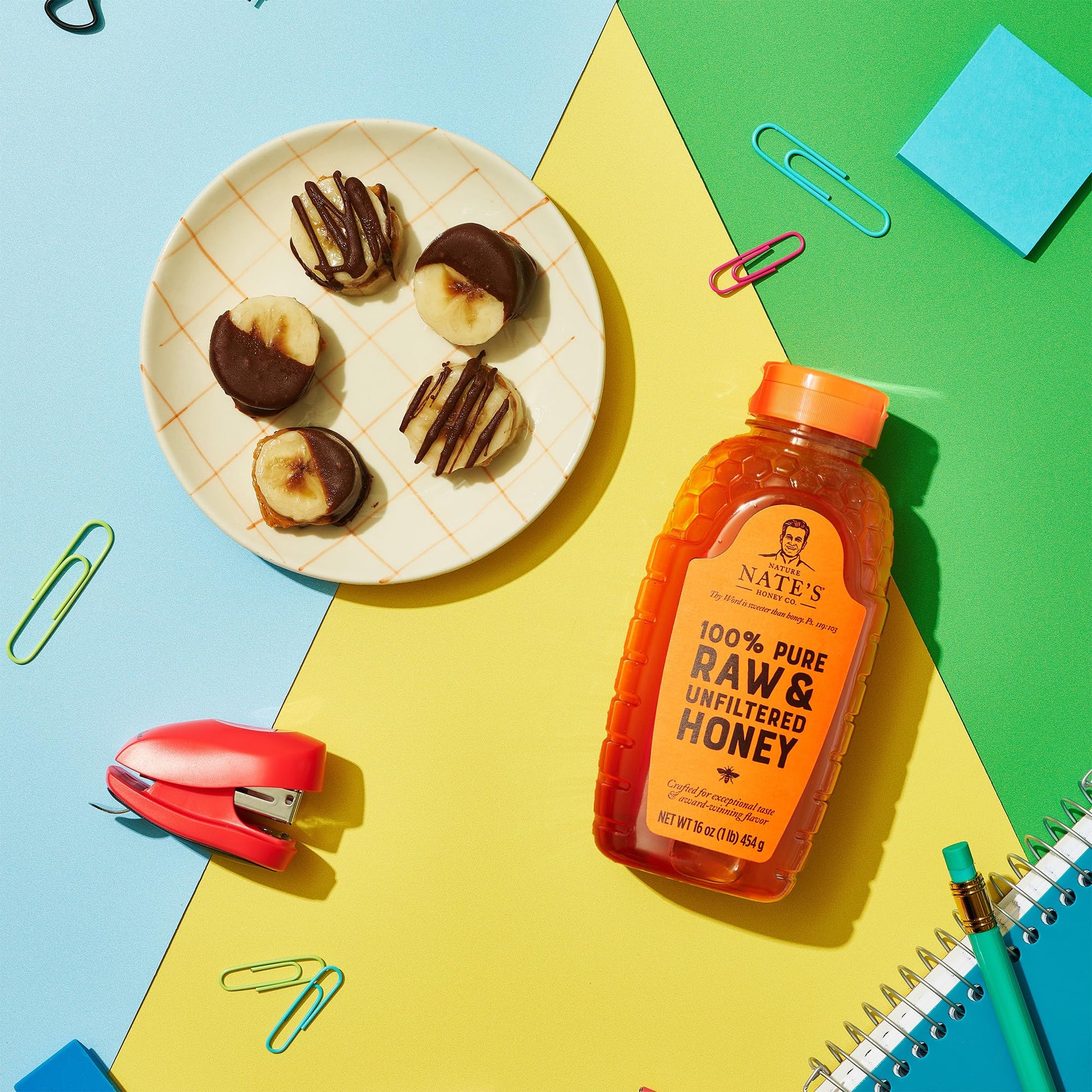 Nate's 100% Pure, Raw & Unfiltered Honey - Award-Winning Taste, 16 oz. Squeeze Bottle