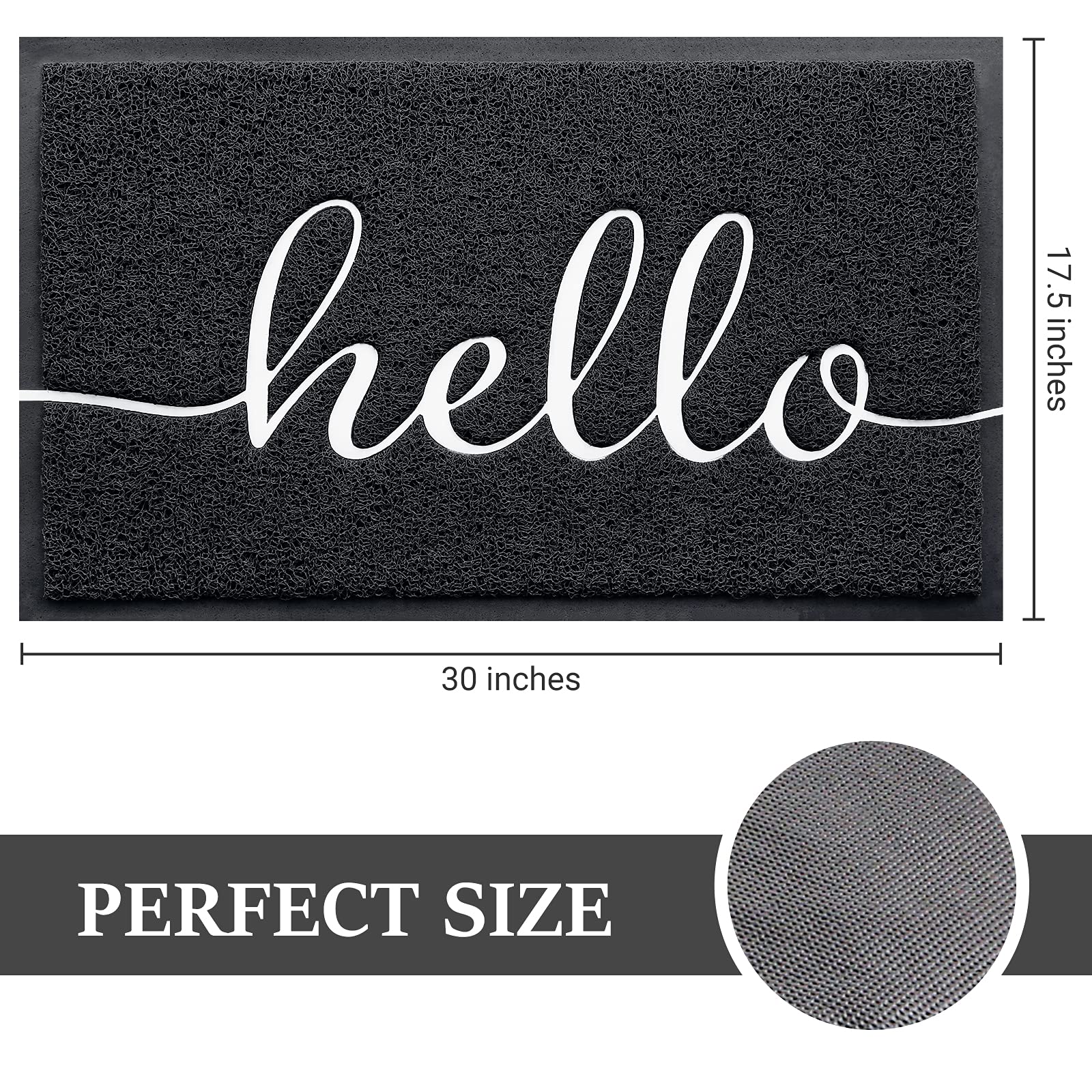 BeneathYourFeet Door Mat (30"x17.5",Black), Welcome Mat Low Profile Front Doormat Floor Mat Non Slip Rugs for Entryway, Patio, High Traffic Areas