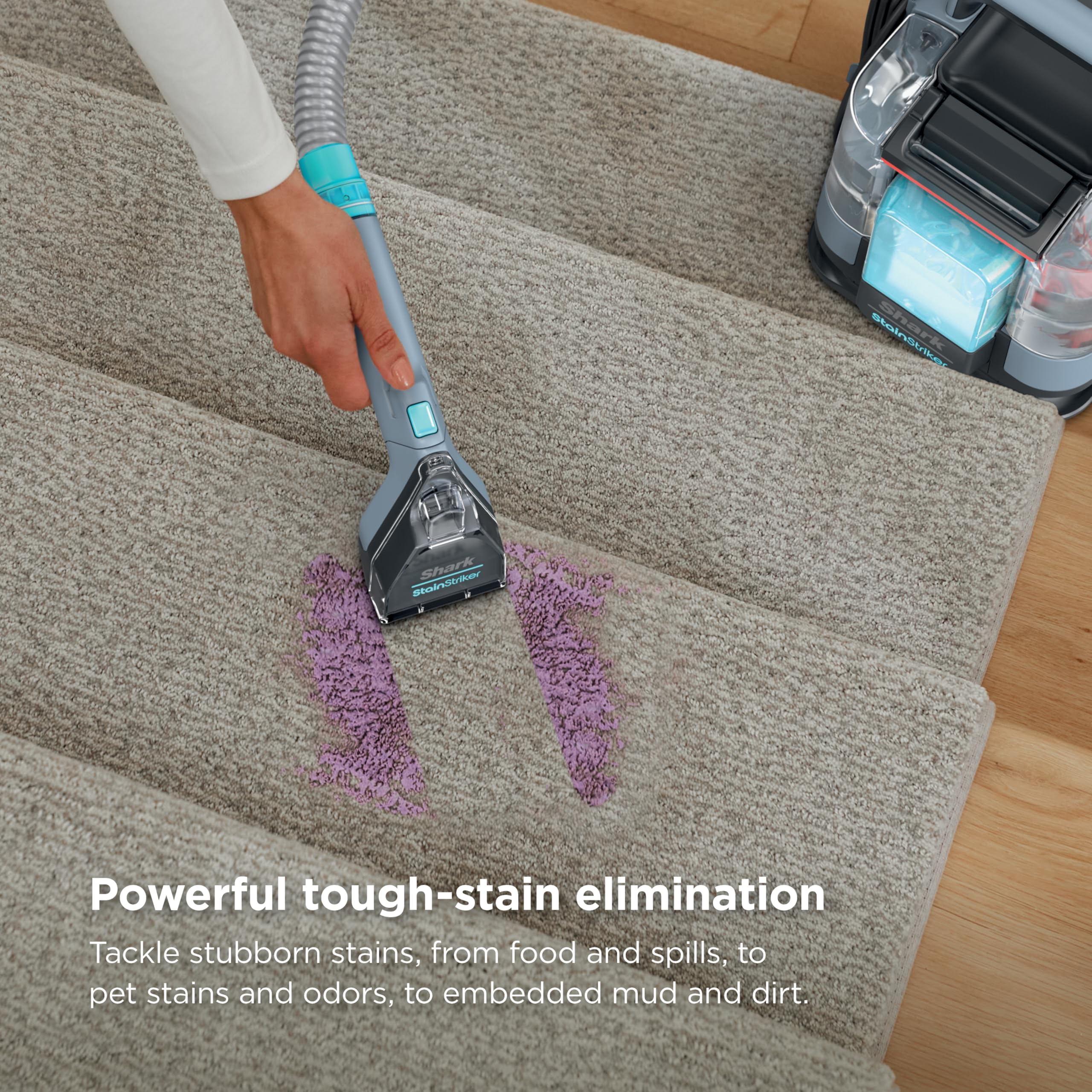 Shark StainStriker Portable Carpet Upholstery & Area Rug Cleaner, Bonus XL Tool & Full-Size Cleaning Solution, Stain & Odor Remover, Perfect for Car Interiors, 4 Cleaning Tools, Nordic Blue, PX202BRN