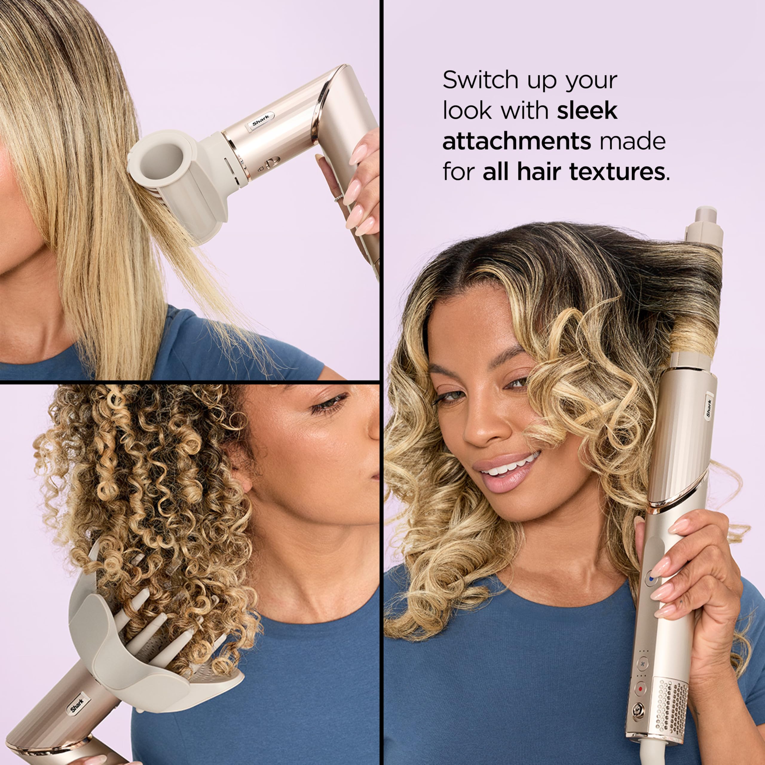 Shark HD430 FlexStyle Air Styling & Drying System, Powerful Hair Dryer Brush & Multi-Styler with Auto-Wrap Curlers, Paddle Brush, Oval Brush, Concentrator Attachment, Stone