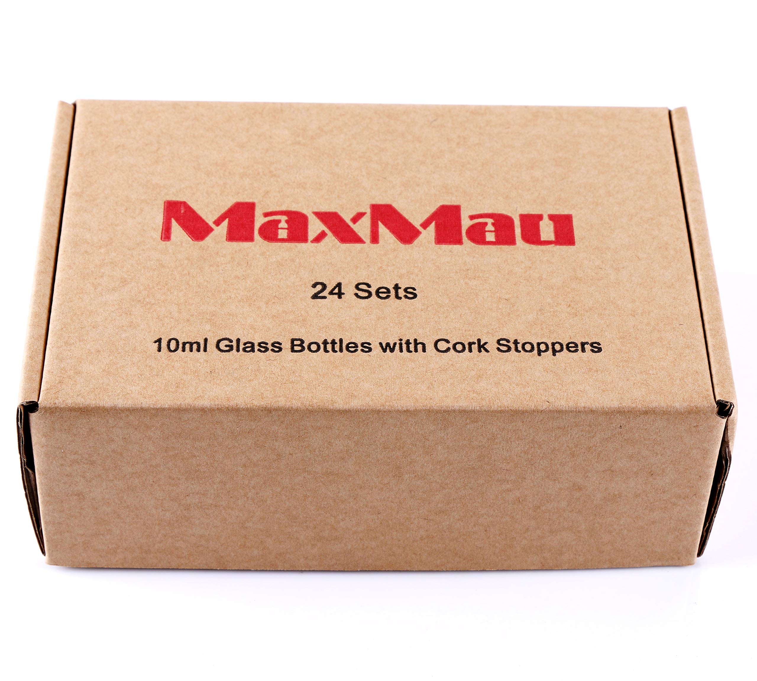 MaxMau 24PCS 10ml Glass Bottles Mini Vials with Cork Stoppers for DIY Decoration and Wedding Party Favors