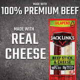 Jack Link’s Jalapeno Beef & Cheese Combo, Spicy Snack Pack – 100% Beef Stick and Cheese Stick Made with Real Wisconsin Cheese - 8g Protein, 1.2 Ounce (Pack of 16)